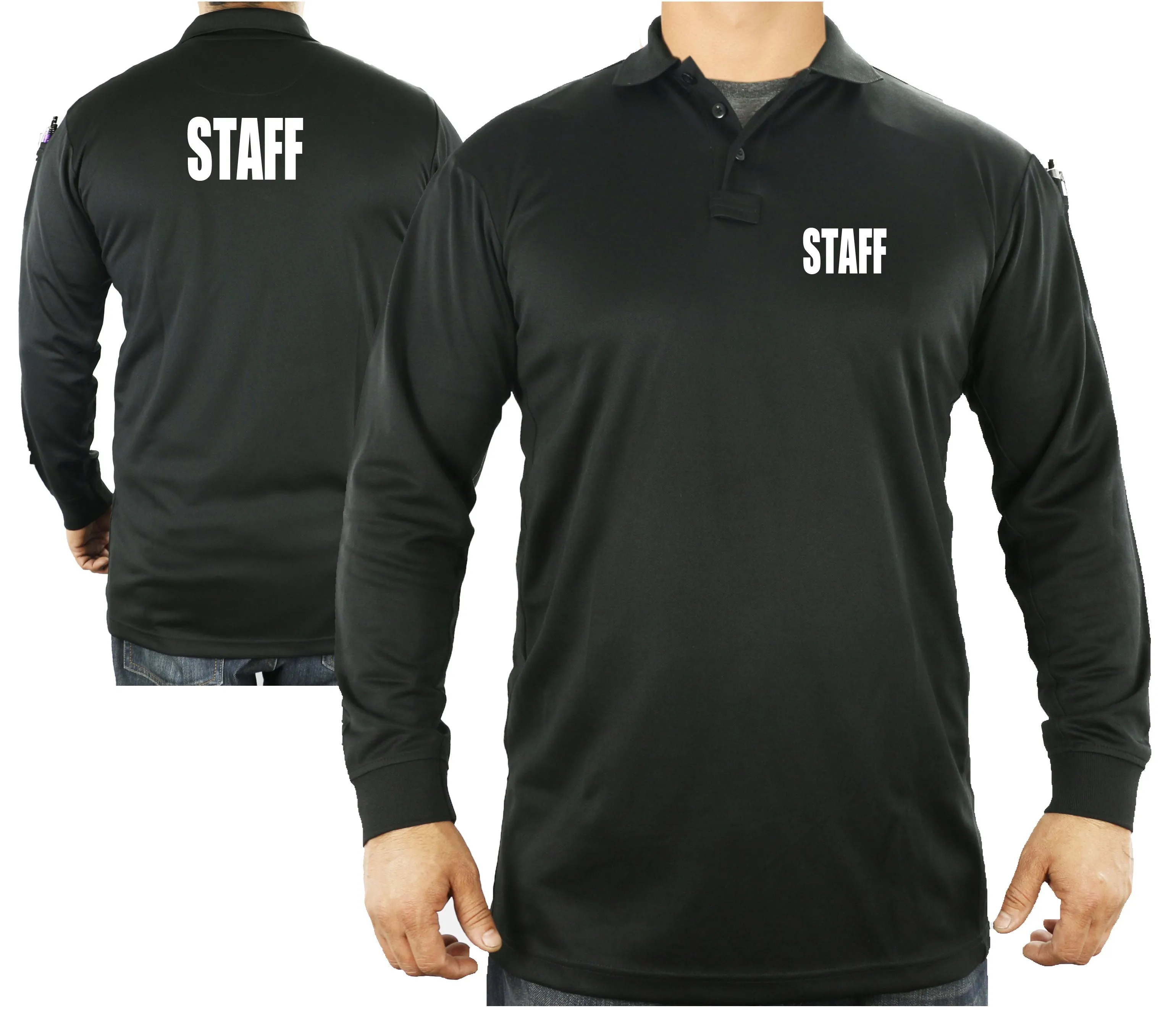 100% Polyester Staff Tactical Performance Polo Long Sleeve Shirt