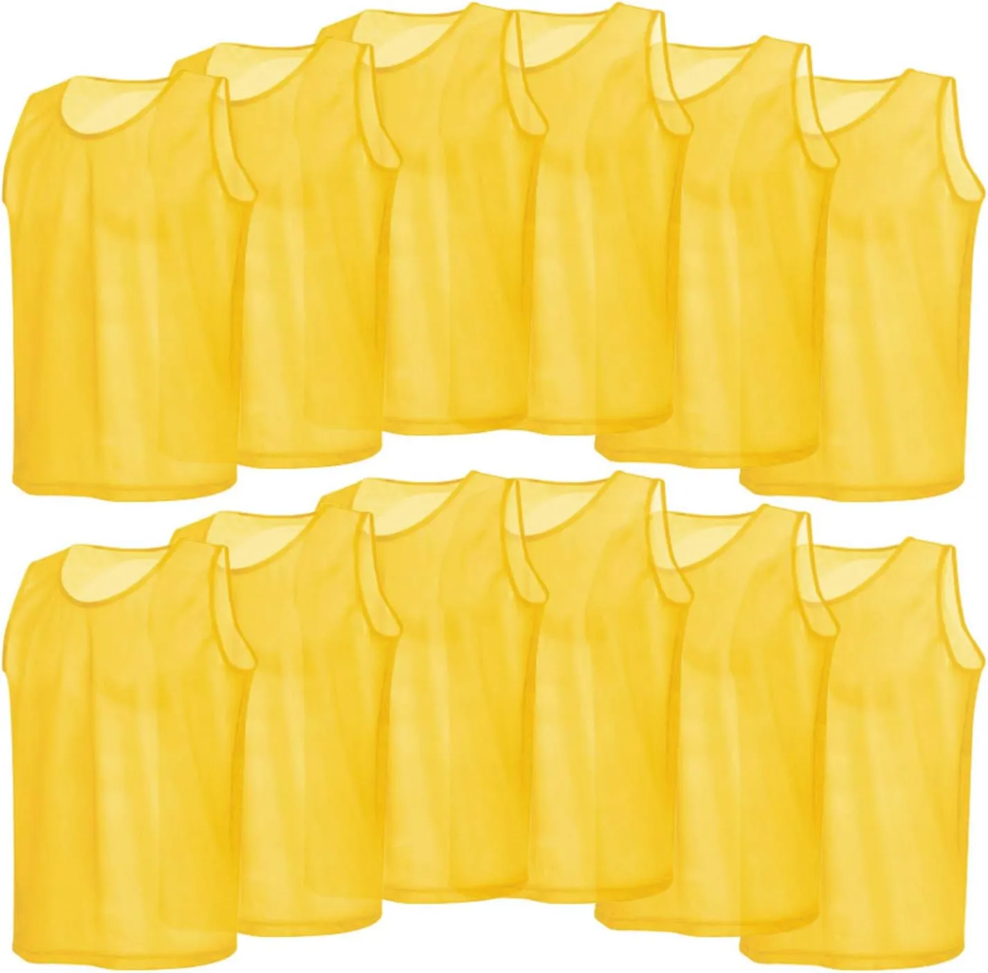 12 Pack Training Jerseys,Adults Training Vests Mesh Sports Shirt for Soccer Football(Yellow)