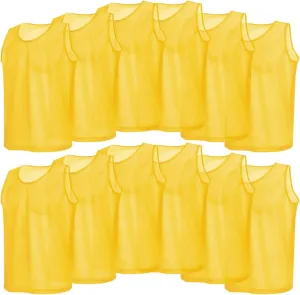 12 Pack Training Jerseys,Adults Training Vests Mesh Sports Shirt for Soccer Football(Yellow)