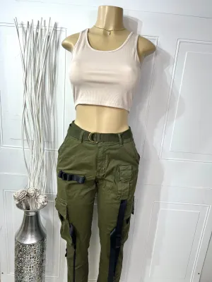 Aline High Waisted Cargo Joggers W/ Belt