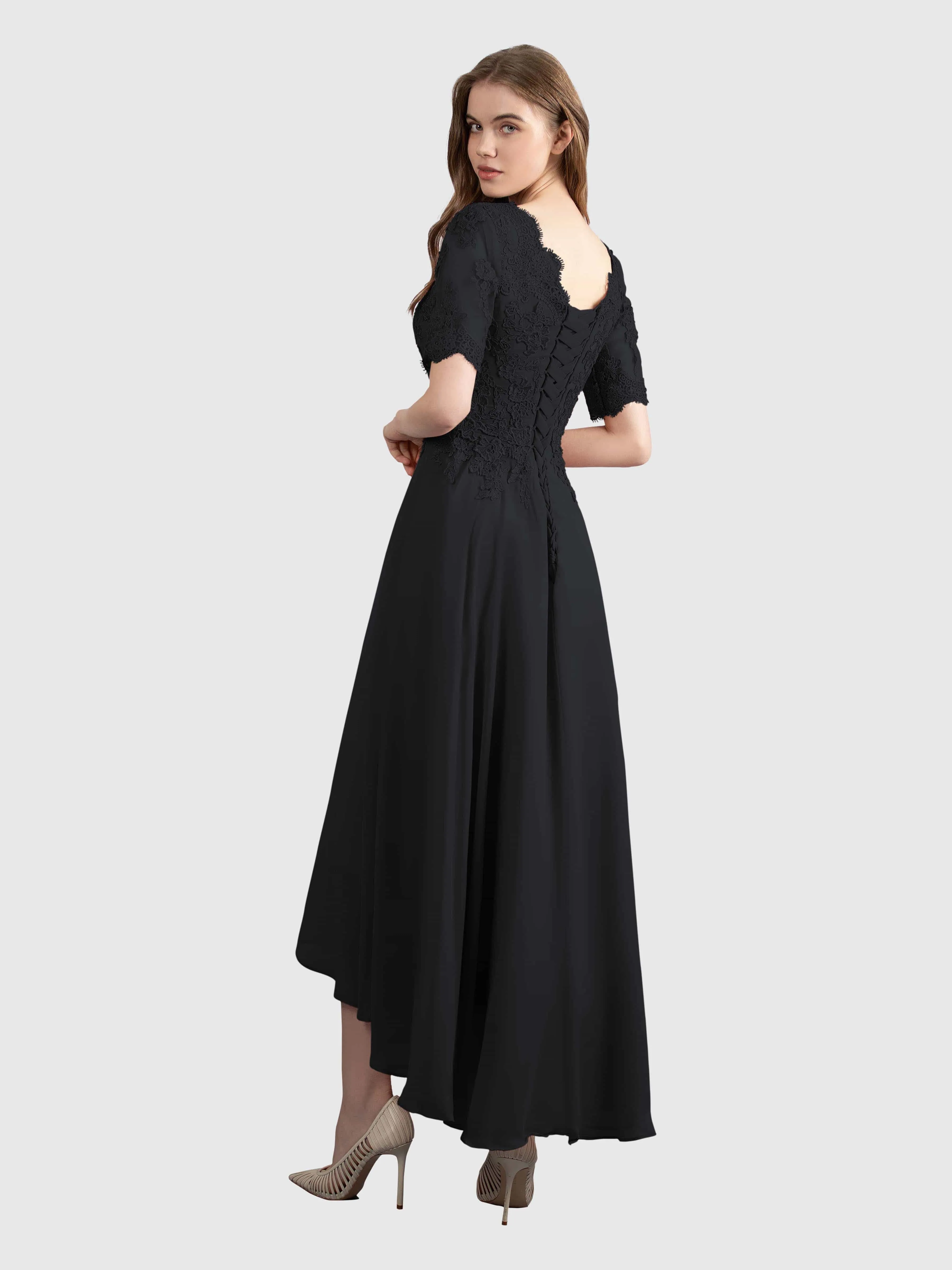 Amelia Chic Asymmetrical Short Sleeves Bridesmaid Dresses
