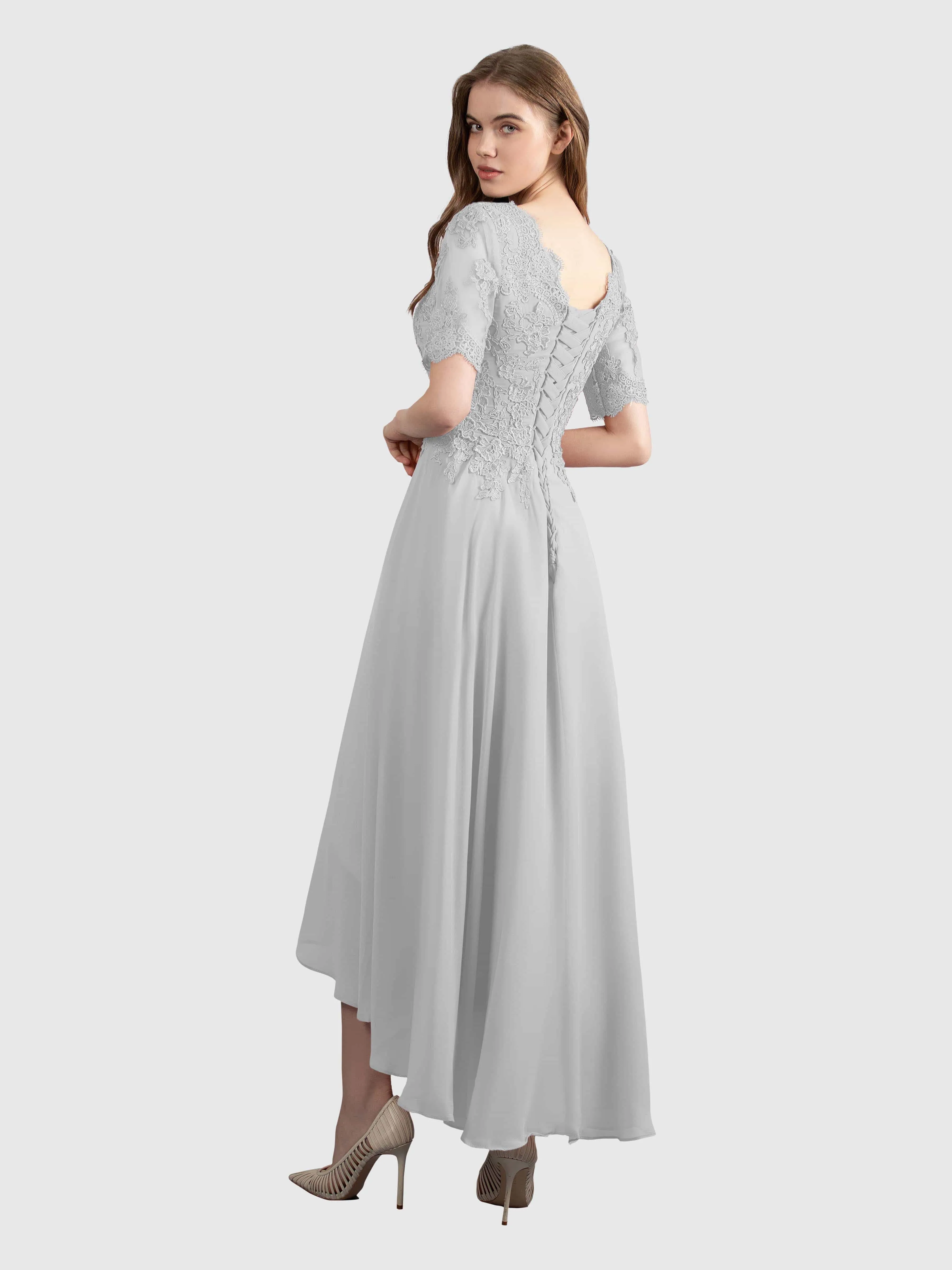 Amelia Chic Asymmetrical Short Sleeves Bridesmaid Dresses