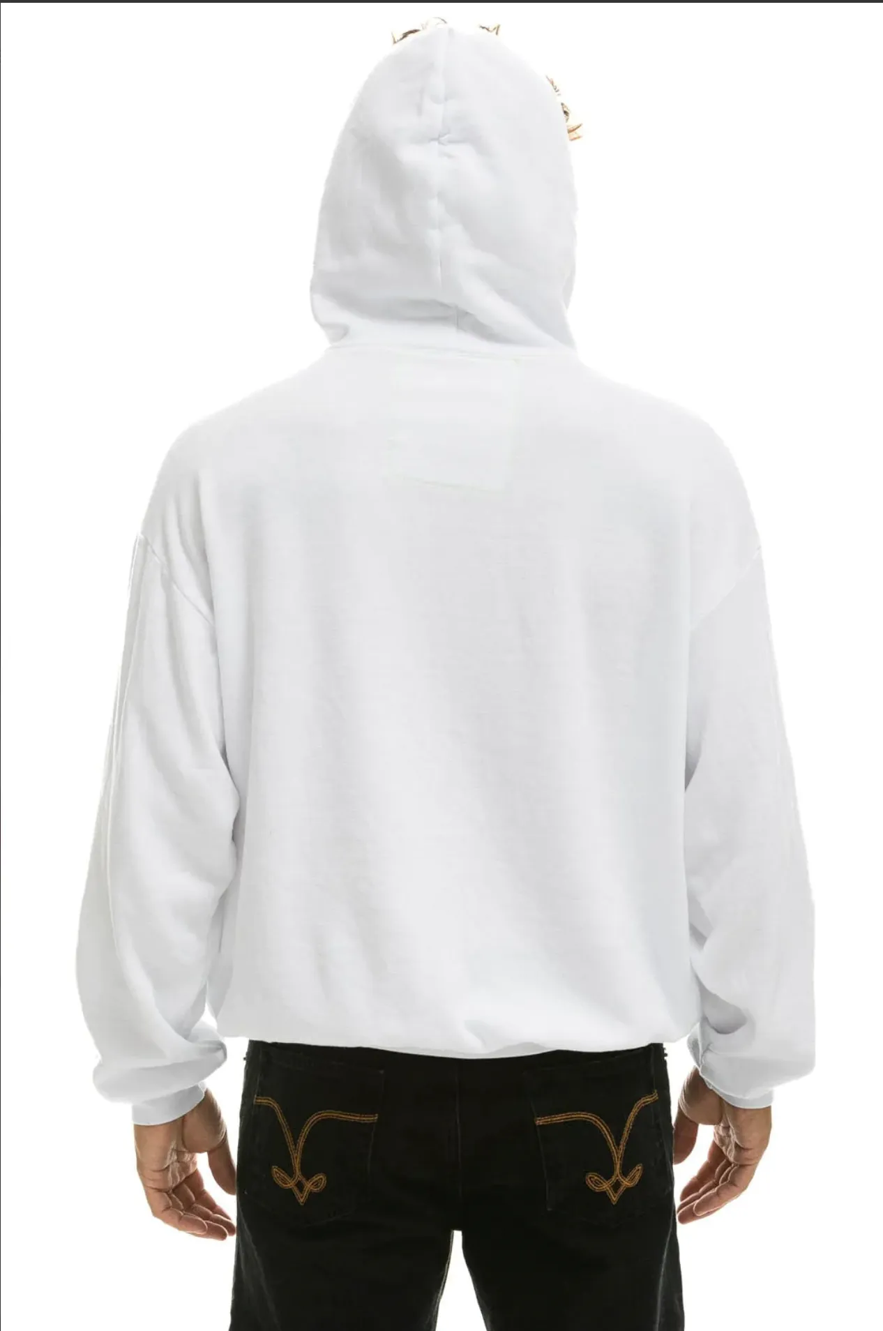 AVIATOR NATION LOGO UNISEX PULLOVER RELAXED HOODIE - WHITE