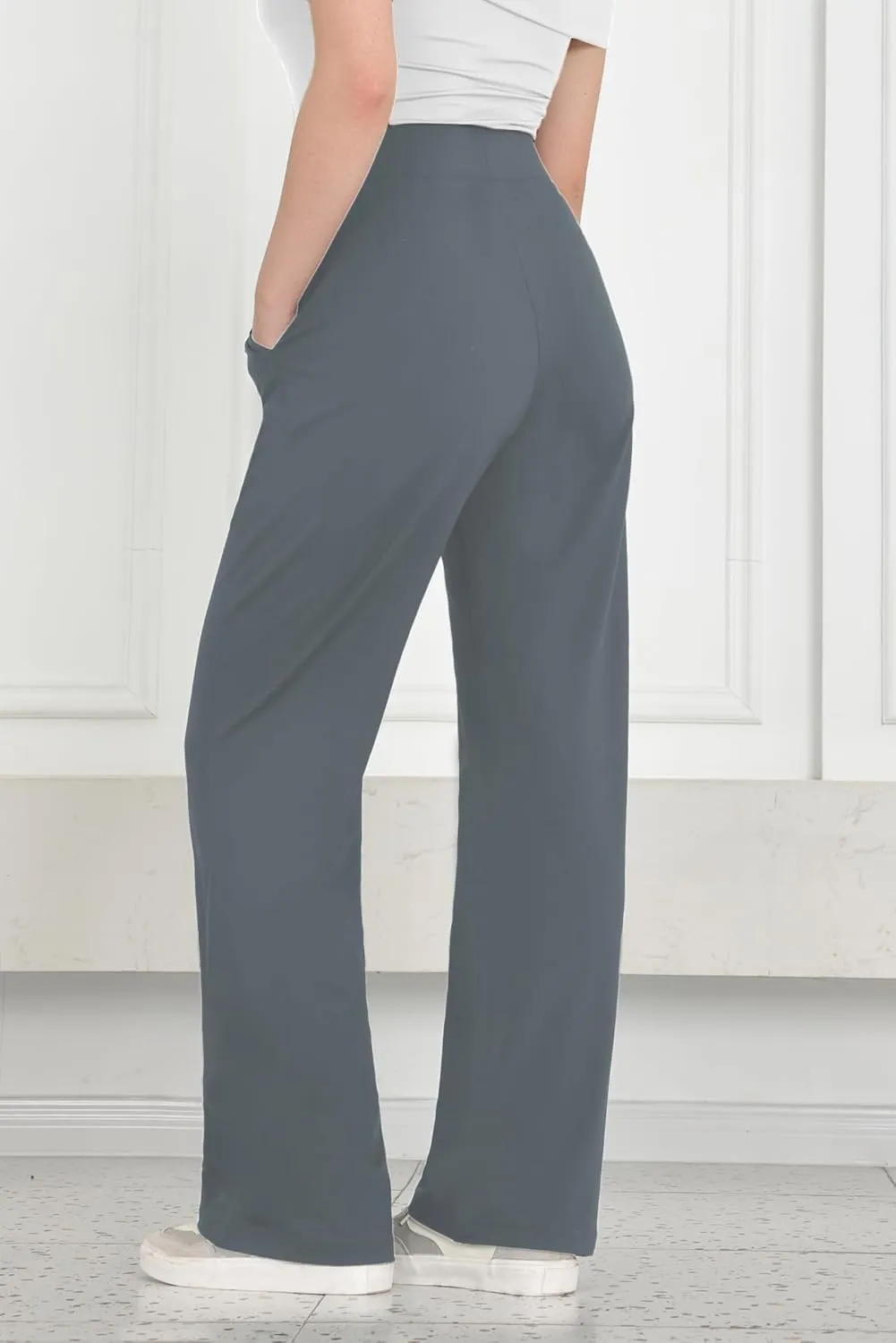 Bamans Dress Pants Women Bootcut Flare Leggings High Waisted Work Business Office Trousers Yoga Slacks with Pockets