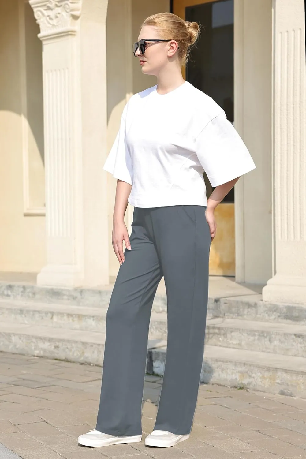 Bamans Dress Pants Women Bootcut Flare Leggings High Waisted Work Business Office Trousers Yoga Slacks with Pockets