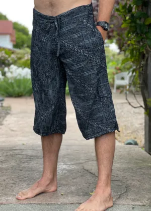 Batik Shorts - Black Gray Abstract