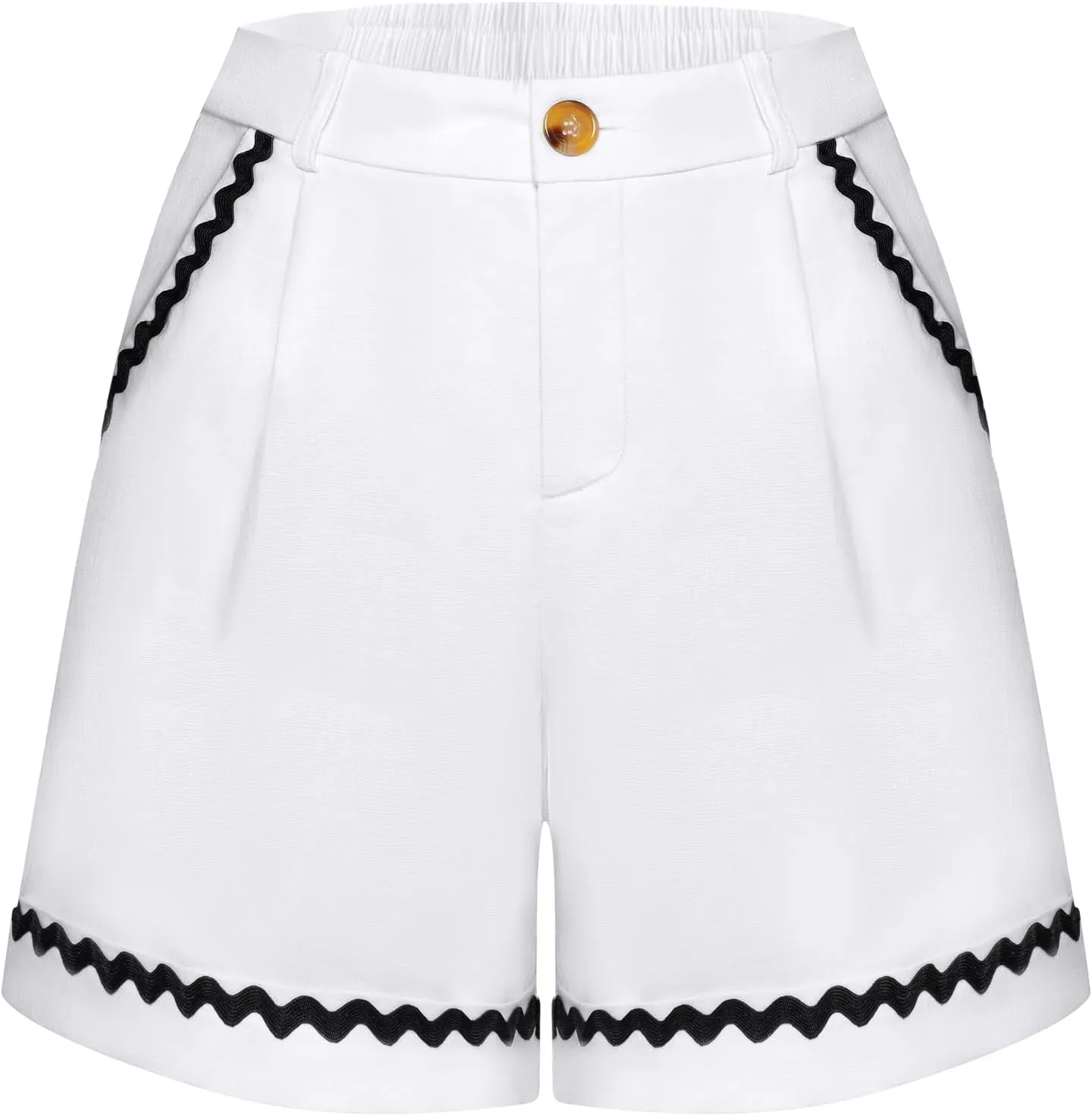 Belle Poque Bermuda Shorts for Women Trendy High Waisted Wide Leg Pleated Tailored Workout Dressy Cotton Trouser Shorts