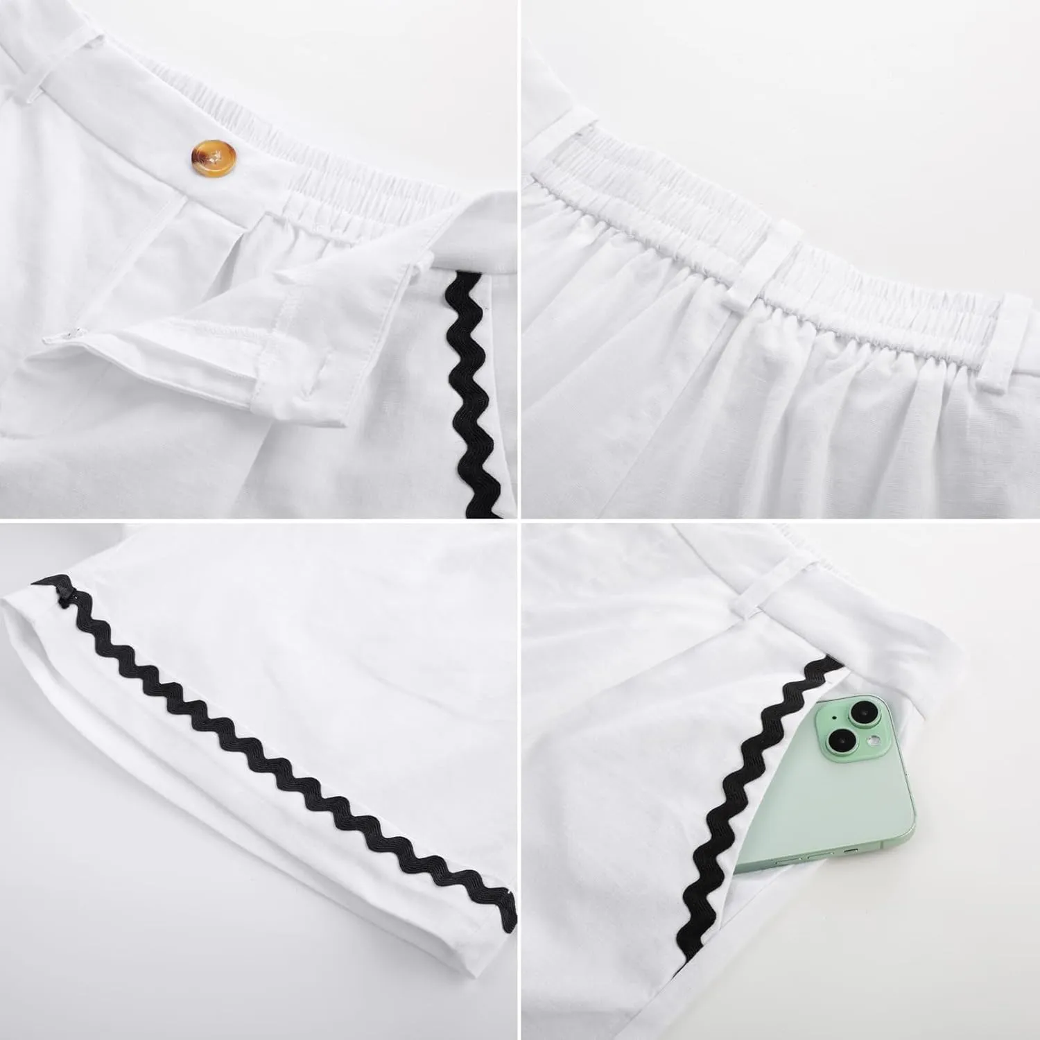 Belle Poque Bermuda Shorts for Women Trendy High Waisted Wide Leg Pleated Tailored Workout Dressy Cotton Trouser Shorts
