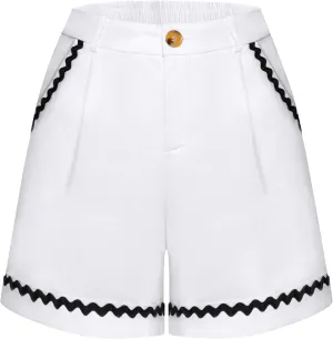 Belle Poque Bermuda Shorts for Women Trendy High Waisted Wide Leg Pleated Tailored Workout Dressy Cotton Trouser Shorts