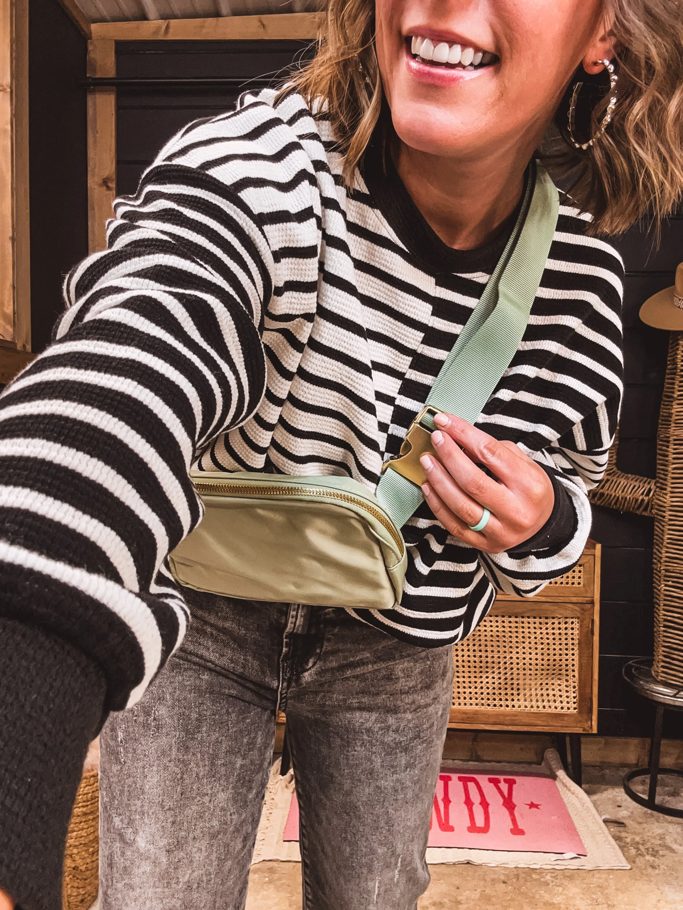 Black & White Split Stripe Round Neck Crew