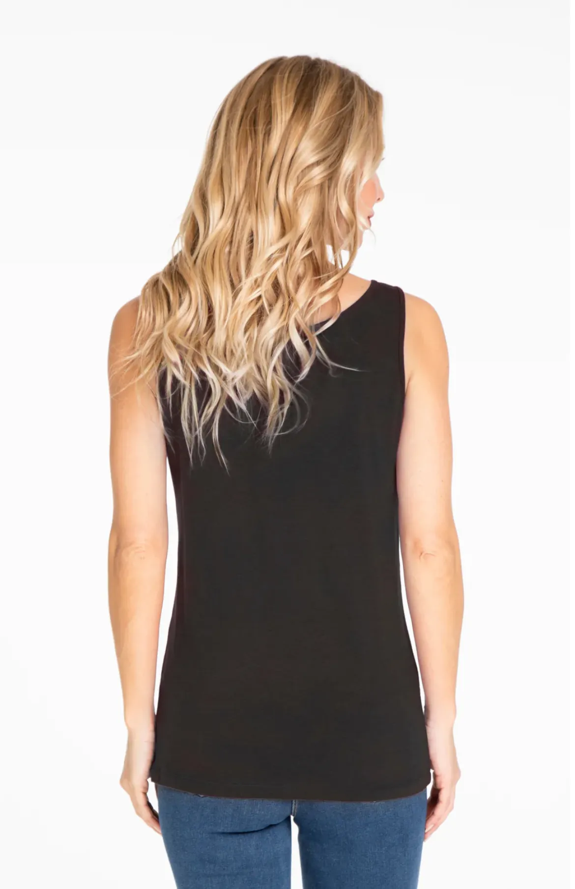 Black Double Scoop Neck Tank