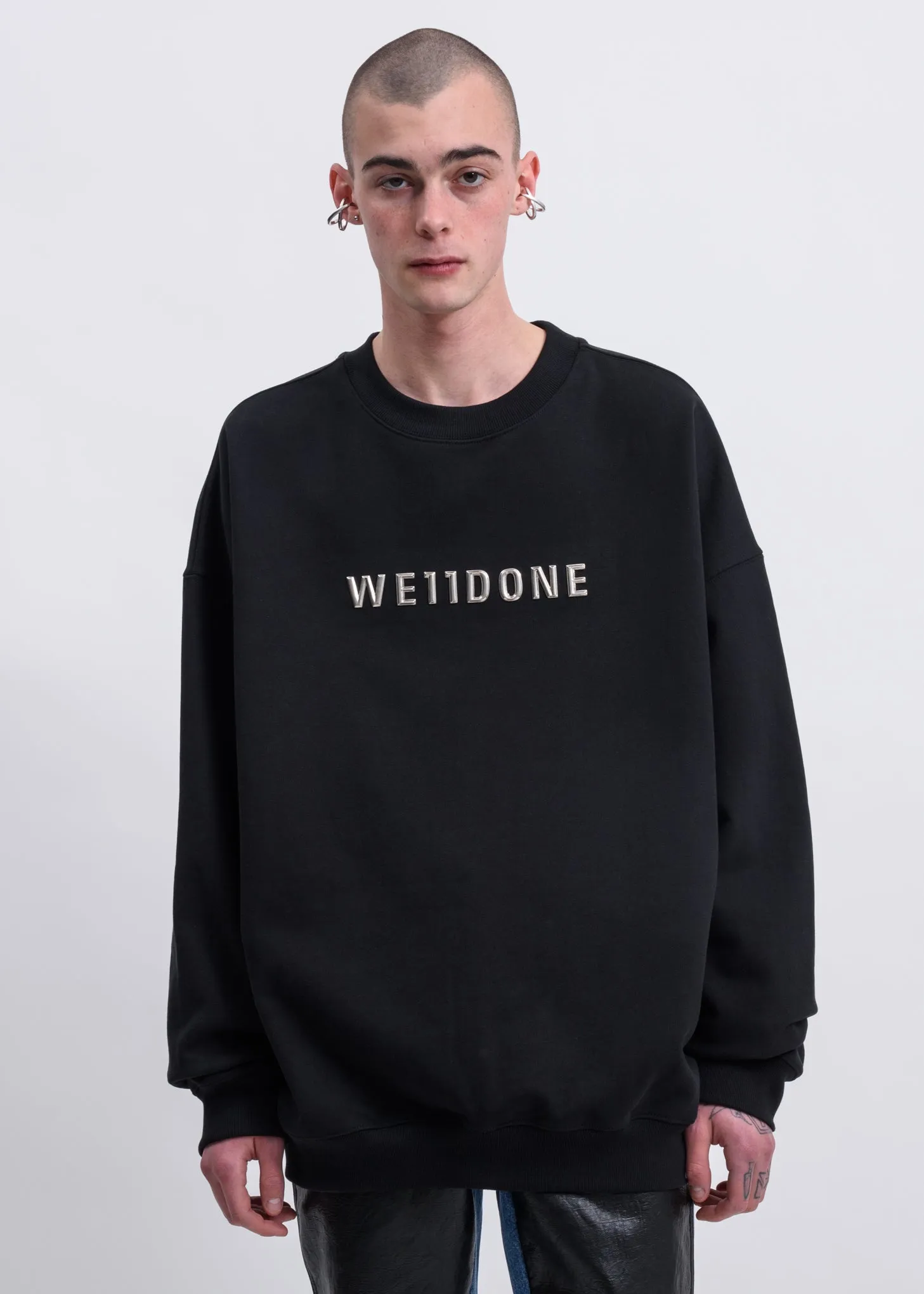 Black Logo Studded  Sweater