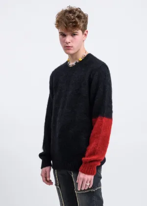 Black Mohair Sweater w/ Red Colour Block