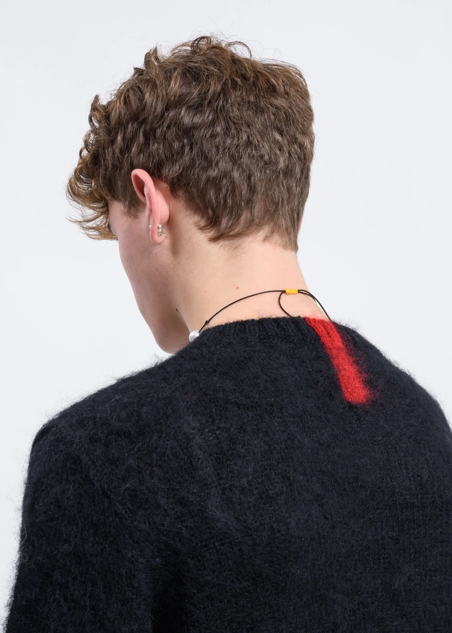Black Mohair Sweater w/ Red Colour Block