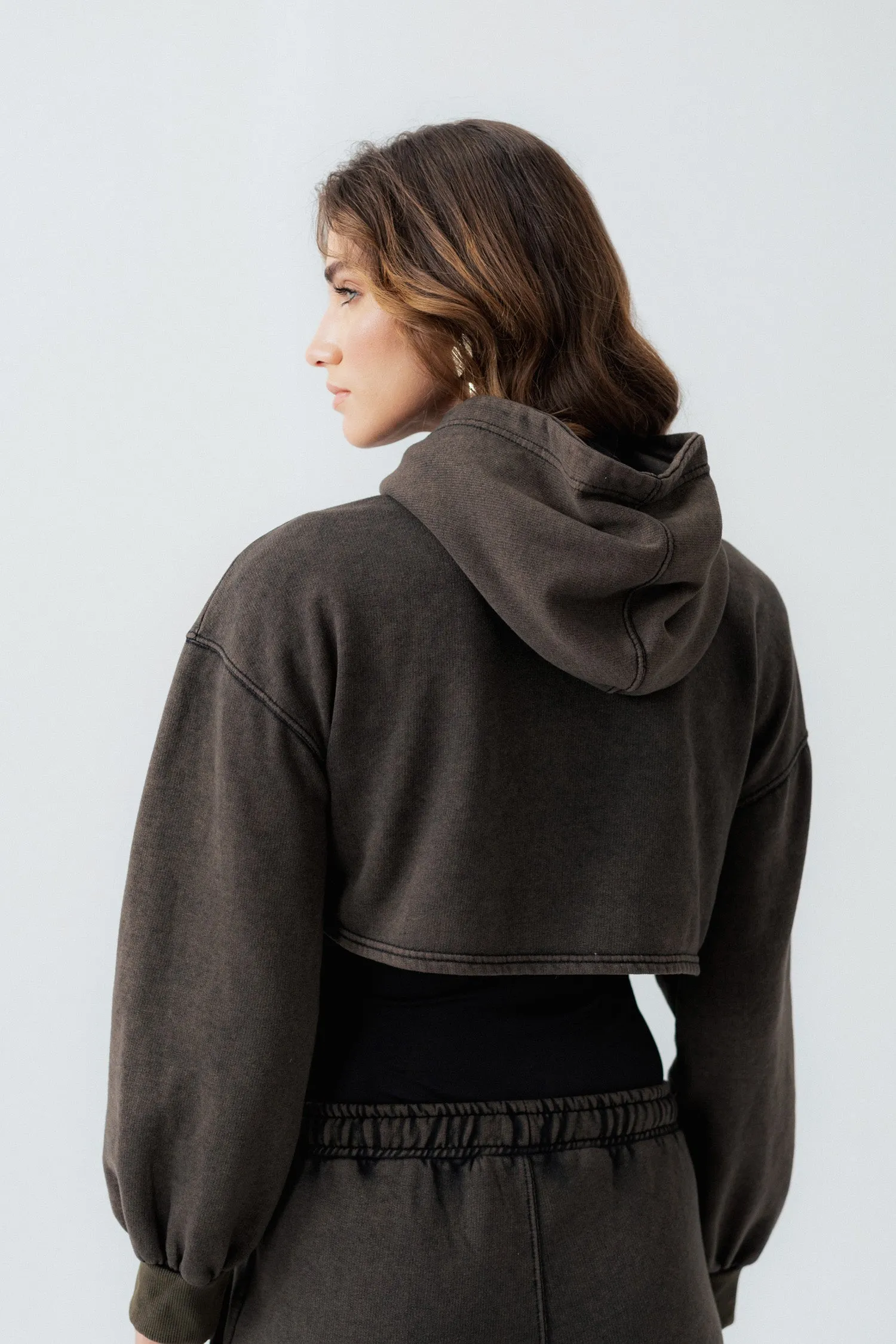 Black Oversized Cropped Hoodie