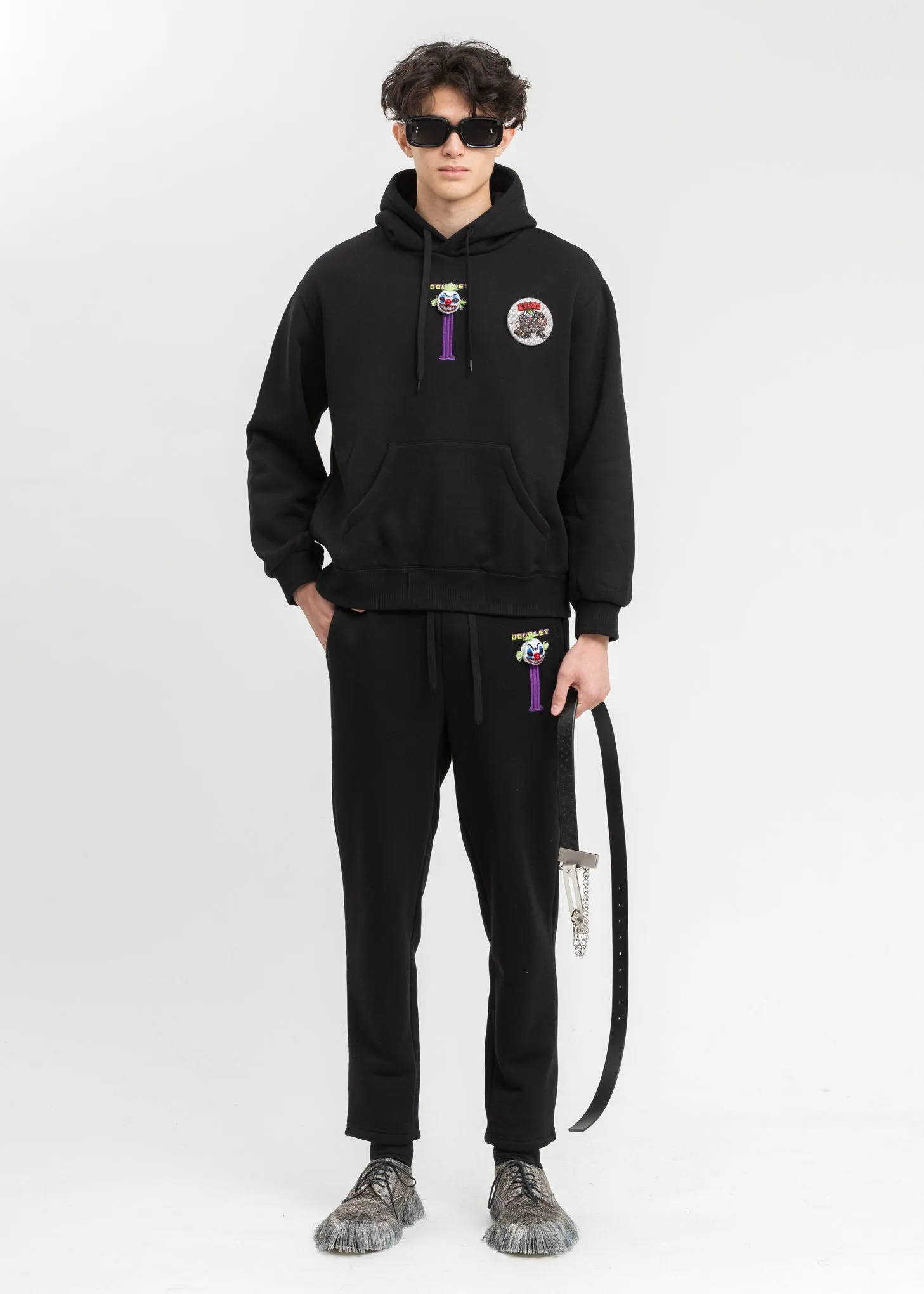 Black Puppet Embroidery Hoodie
