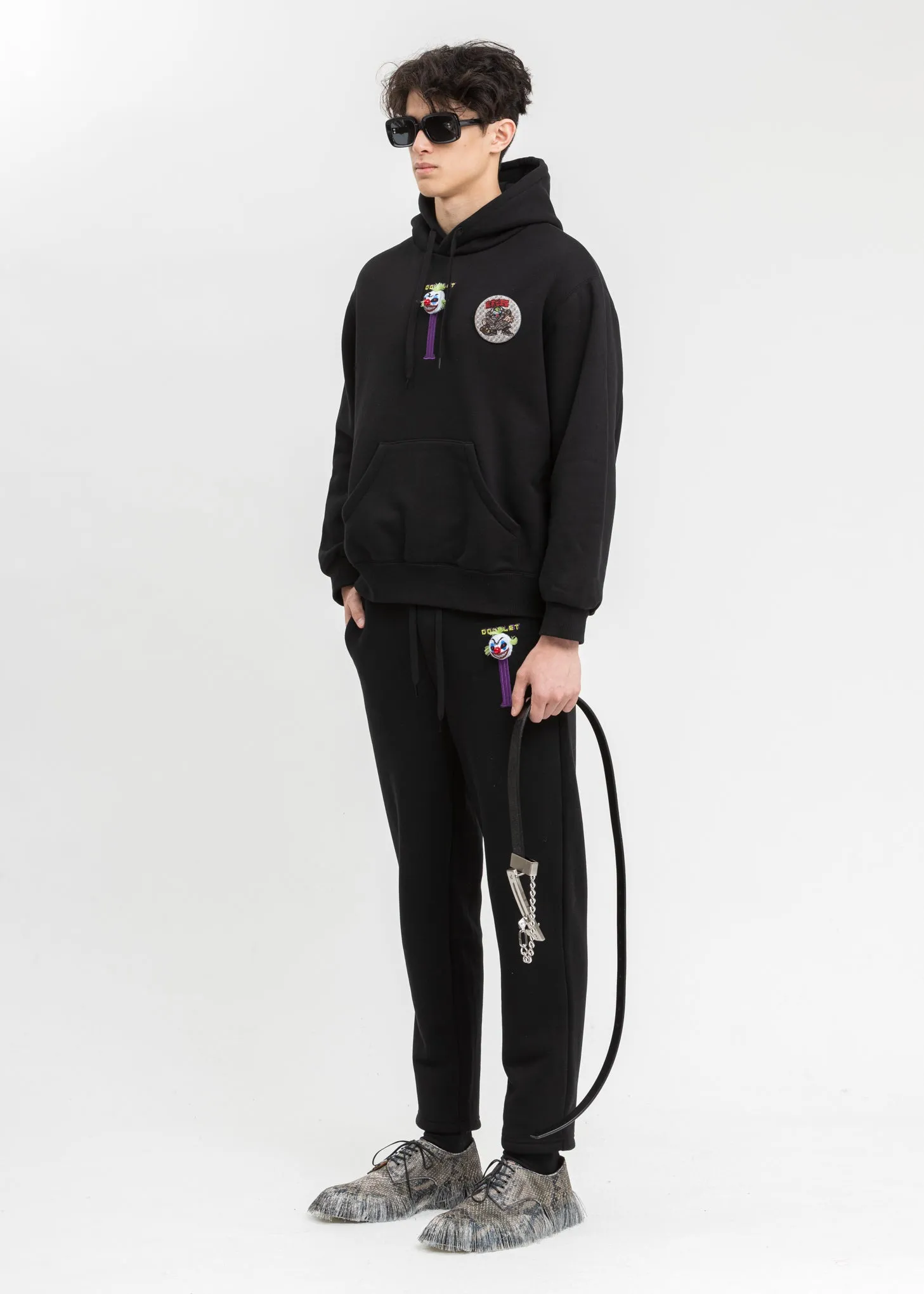 Black Puppet Embroidery Hoodie