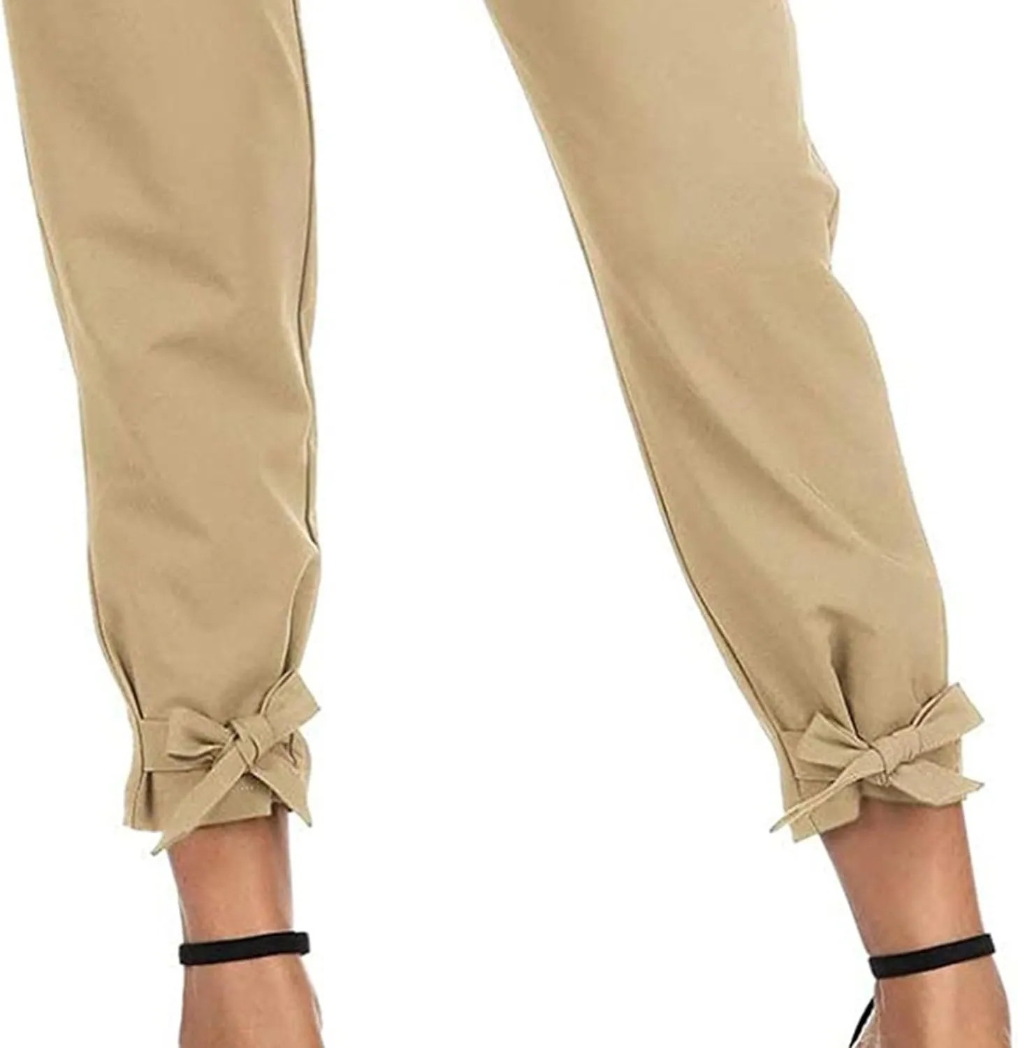 Business Casual Outfits for Women High Waist Pencil Pants with Pockets Bow-Knot Cropped Paper Bag Pants for Work