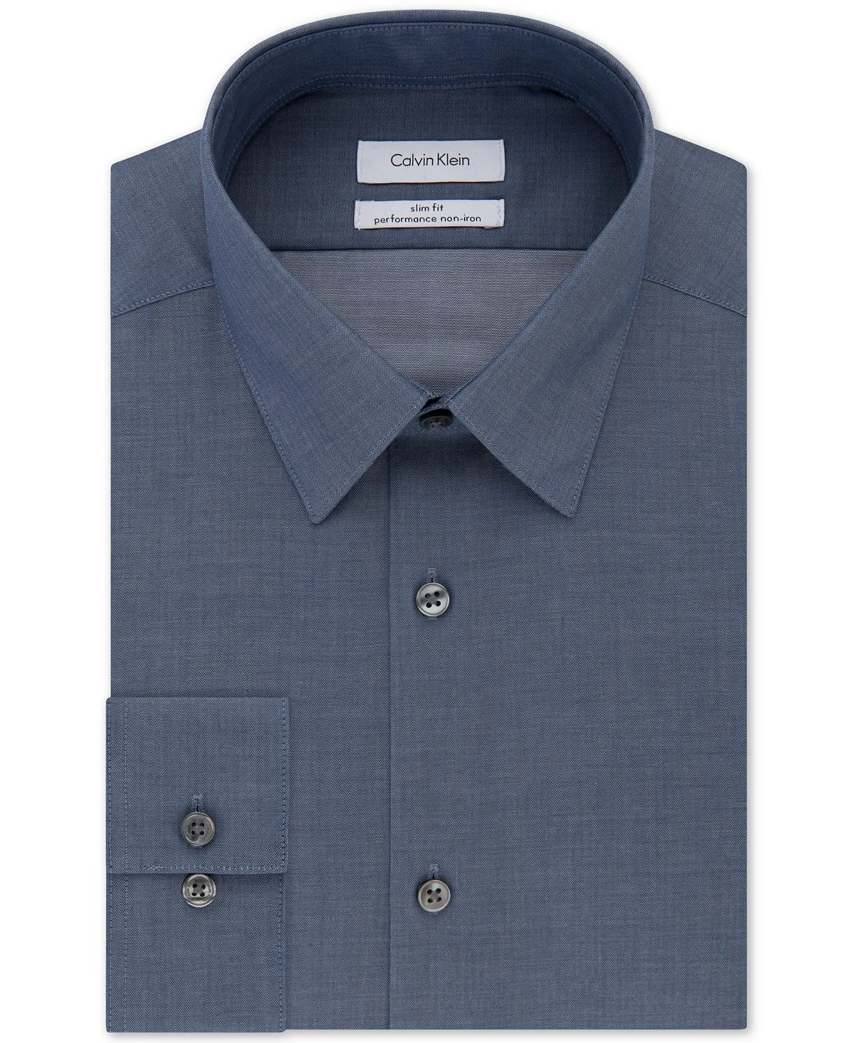 Calvin Klein Men's Slim Fit Non Iron Performance Herringbone Collar Dress Shirt