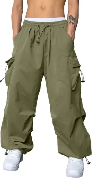 Cargo Pant for Men Drawstring Elastic Waist Multi Pockets Casual Stretch Combat Work Pants