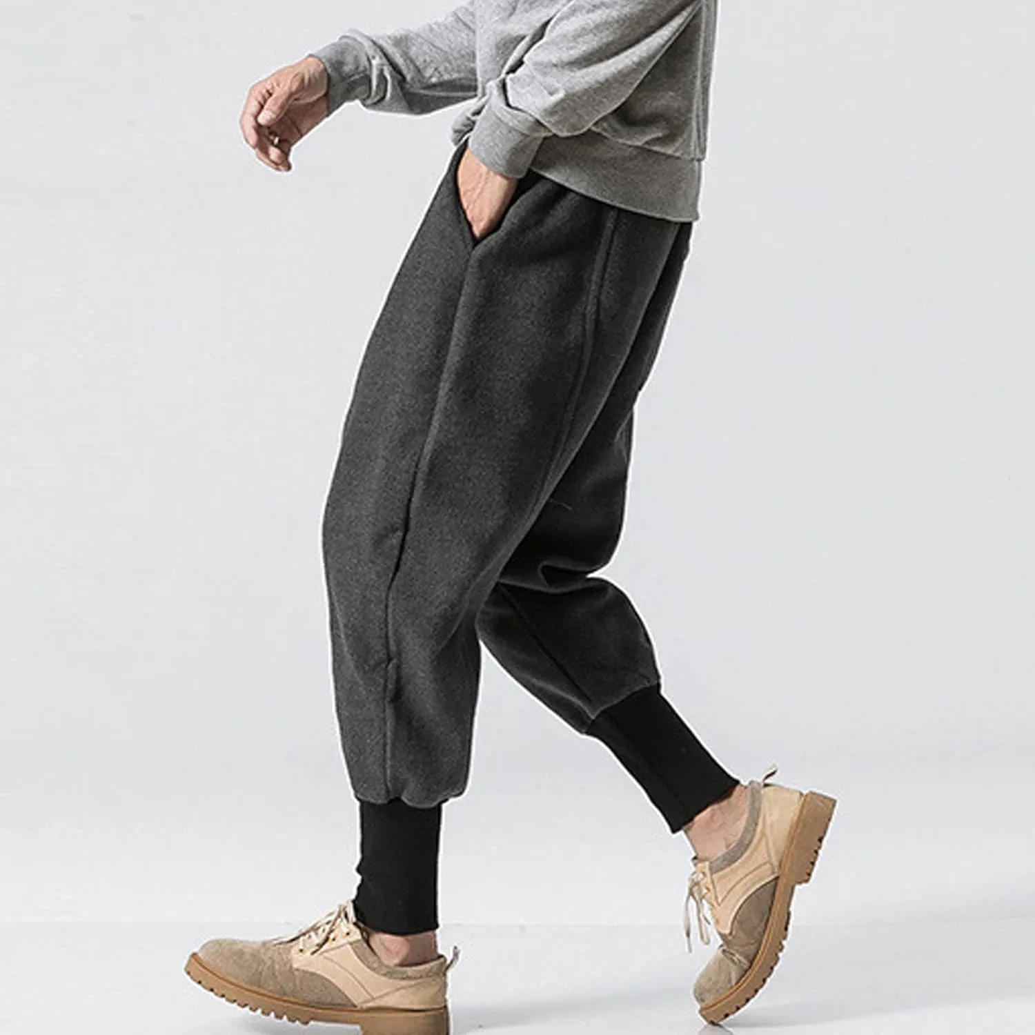 Cargo Pants for Men Relaxed Fit Mens Cargo Pants Waist Solid Color Pants Pocket Loose Fleece Casual Pants Men Fashion