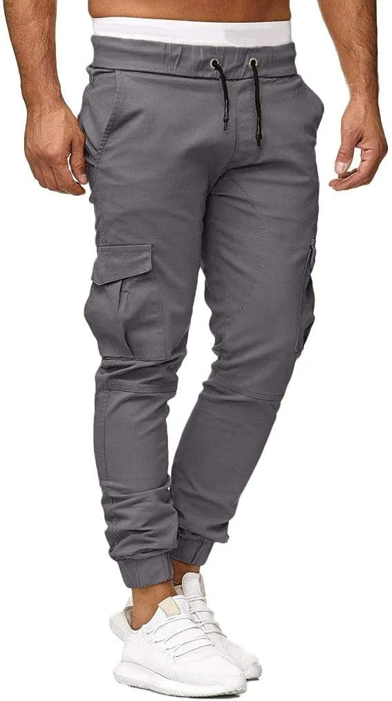 Cargo Pants for Men Relaxed Fit Sweatpants Stretch Elastic Waist Multiple Pockets Sports Pants Fitness Sports Trouser