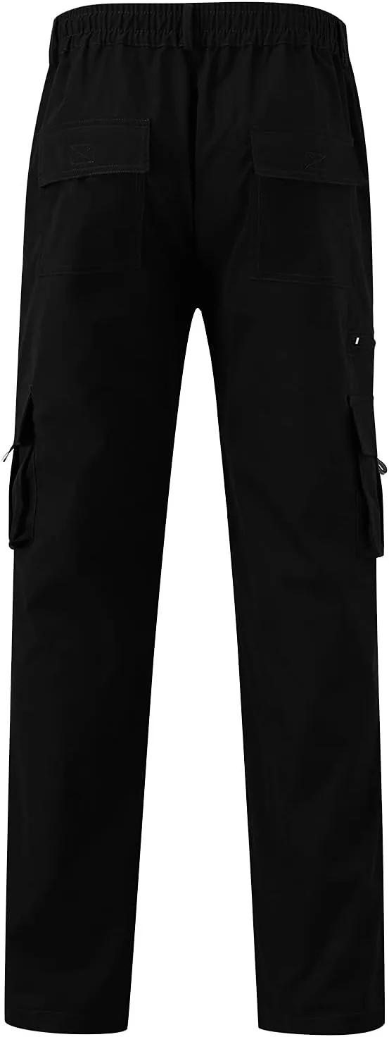 Cargo Work Pant Men Linen Casual Chinos Pants Gym Yoga Sweatpant with Multiple Pockets Joggers Bottoms Pant