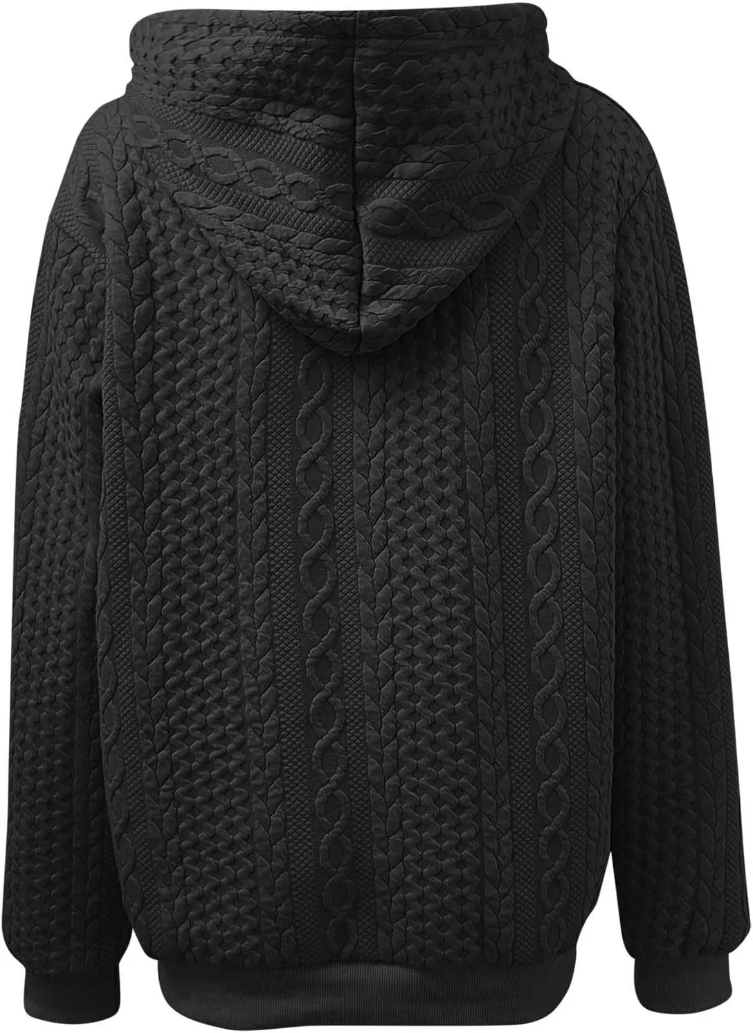 Casual Sweatshirt for Women Crewneck Pullover Tops Solid Jacquard Drawstring Hoodies Fall Loose Long Sleeve Blouse