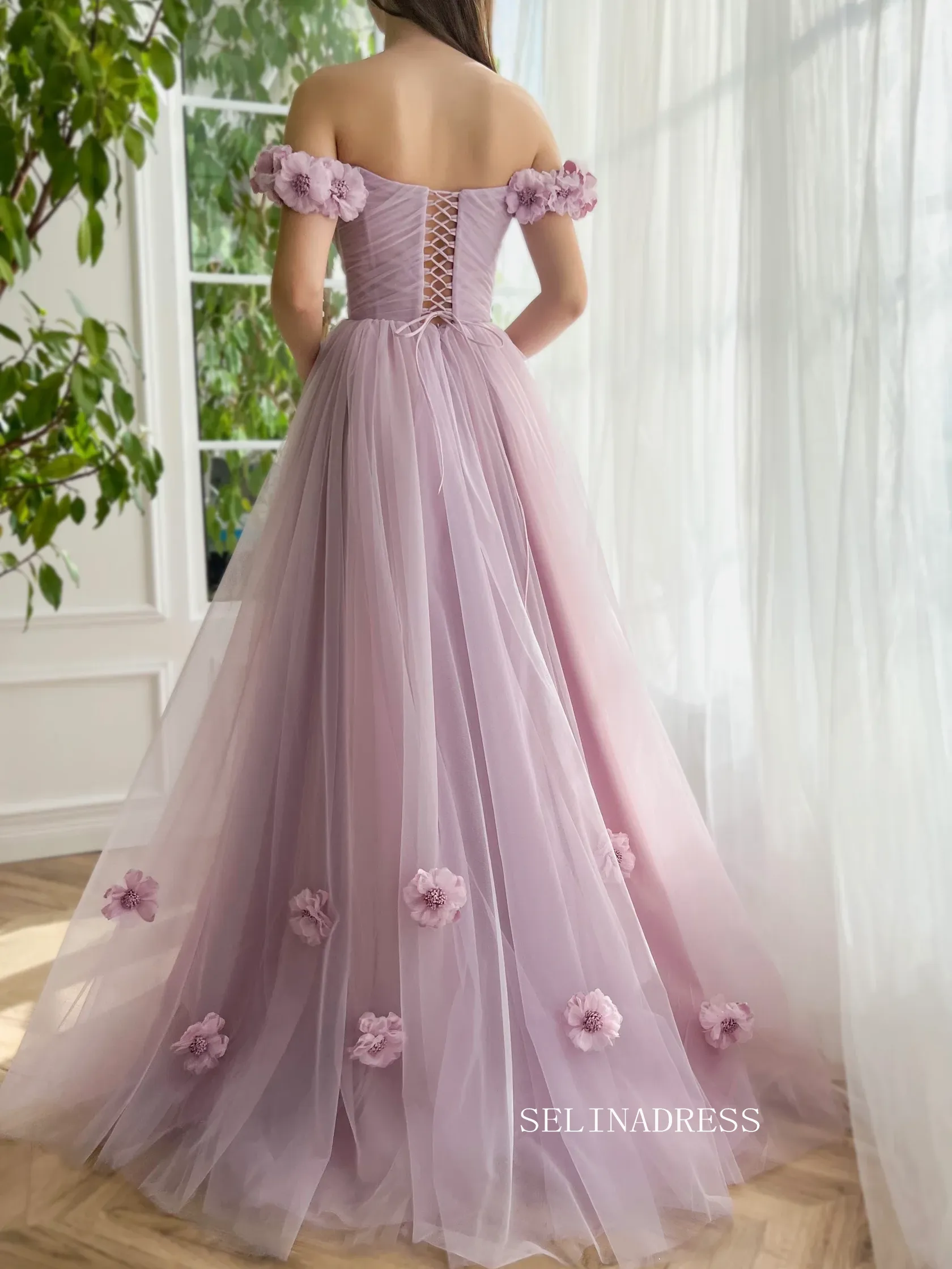 Chic A-line Off-the-shoulder Long Prom Dress Elegant Dusty Rose Evening Gown #OPW031