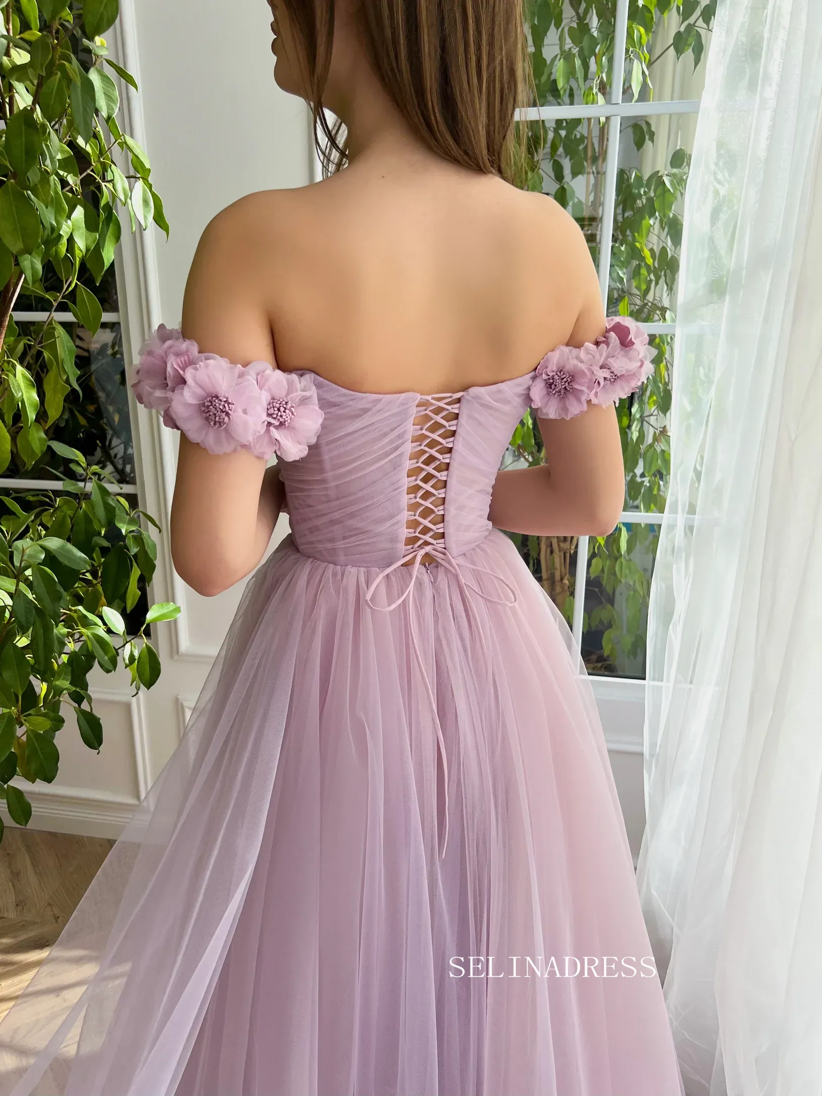 Chic A-line Off-the-shoulder Long Prom Dress Elegant Dusty Rose Evening Gown #OPW031
