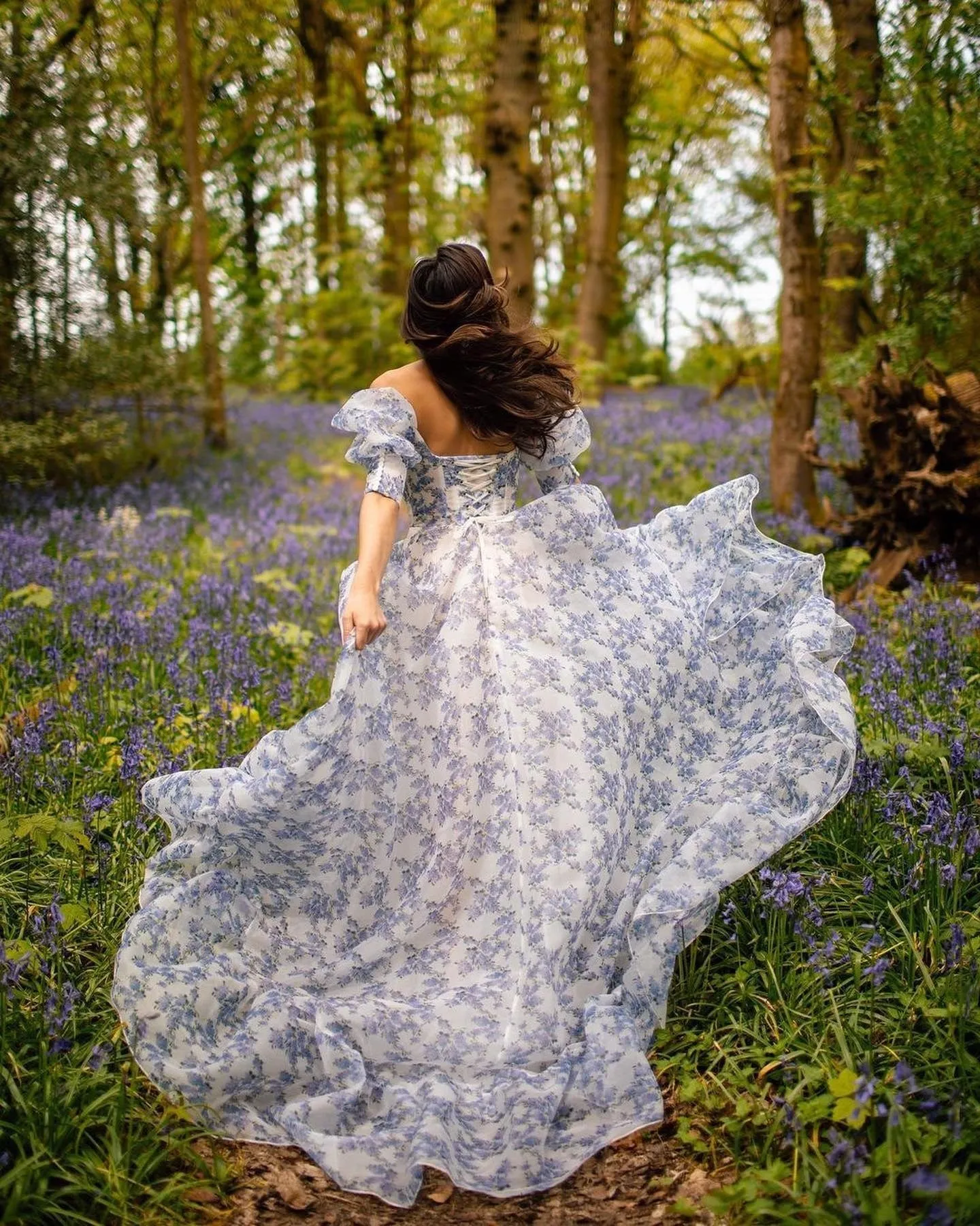 Chic A-line Off-the-shoulder Spring Long Prom Dresses Floral Evening Formal Dresses KTS050