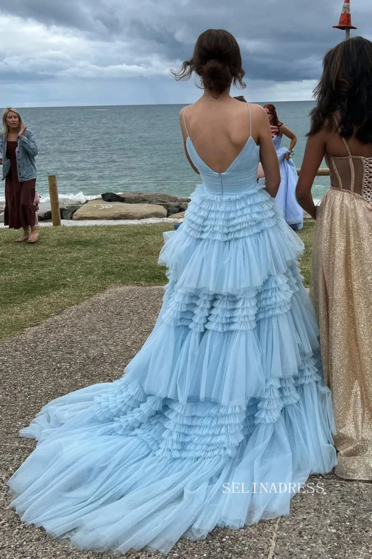 Chic A-line Spaghetti Straps Princess Prom Dresses Long Evening Dresses MLK04883