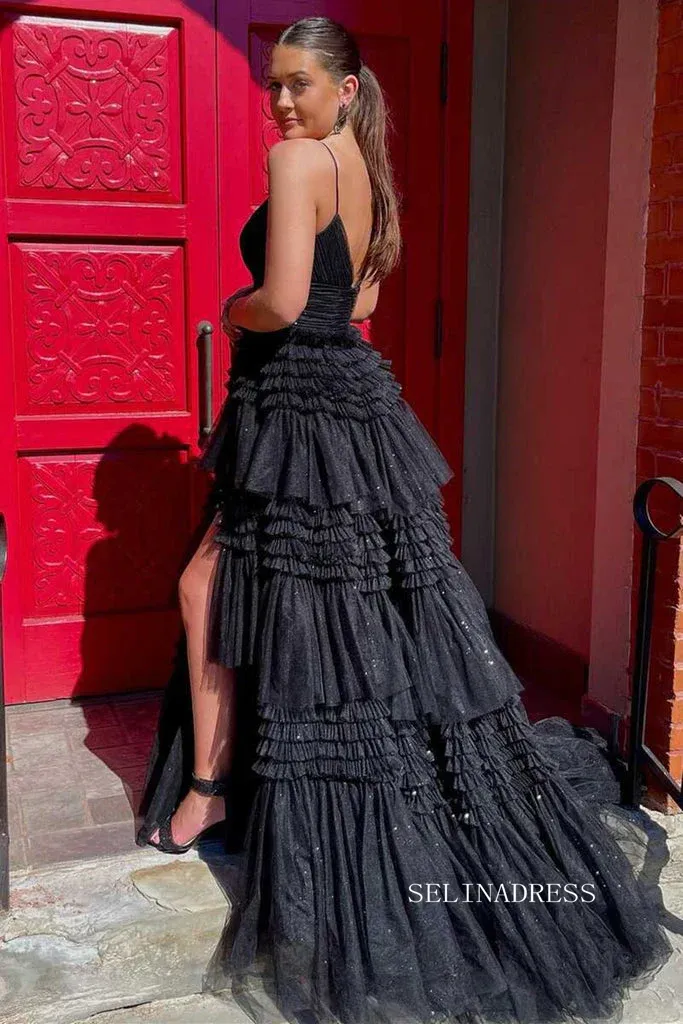 Chic A-line Spaghetti Straps Princess Prom Dresses Long Evening Dresses MLK04883