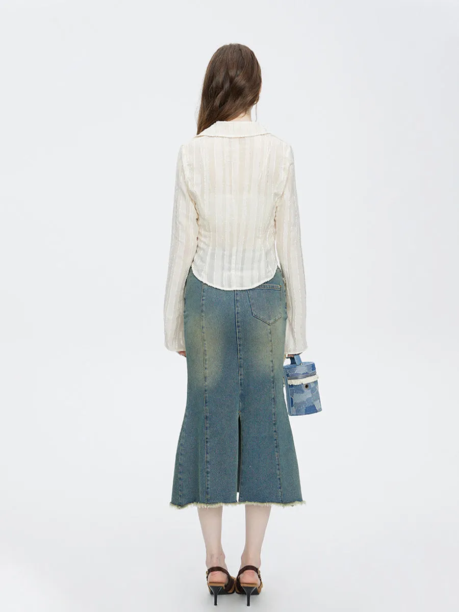 Chiffon Tied Slim Shirt Top