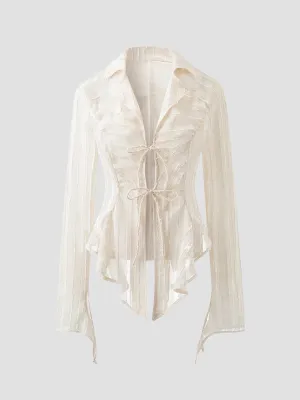 Chiffon Tied Slim Shirt Top