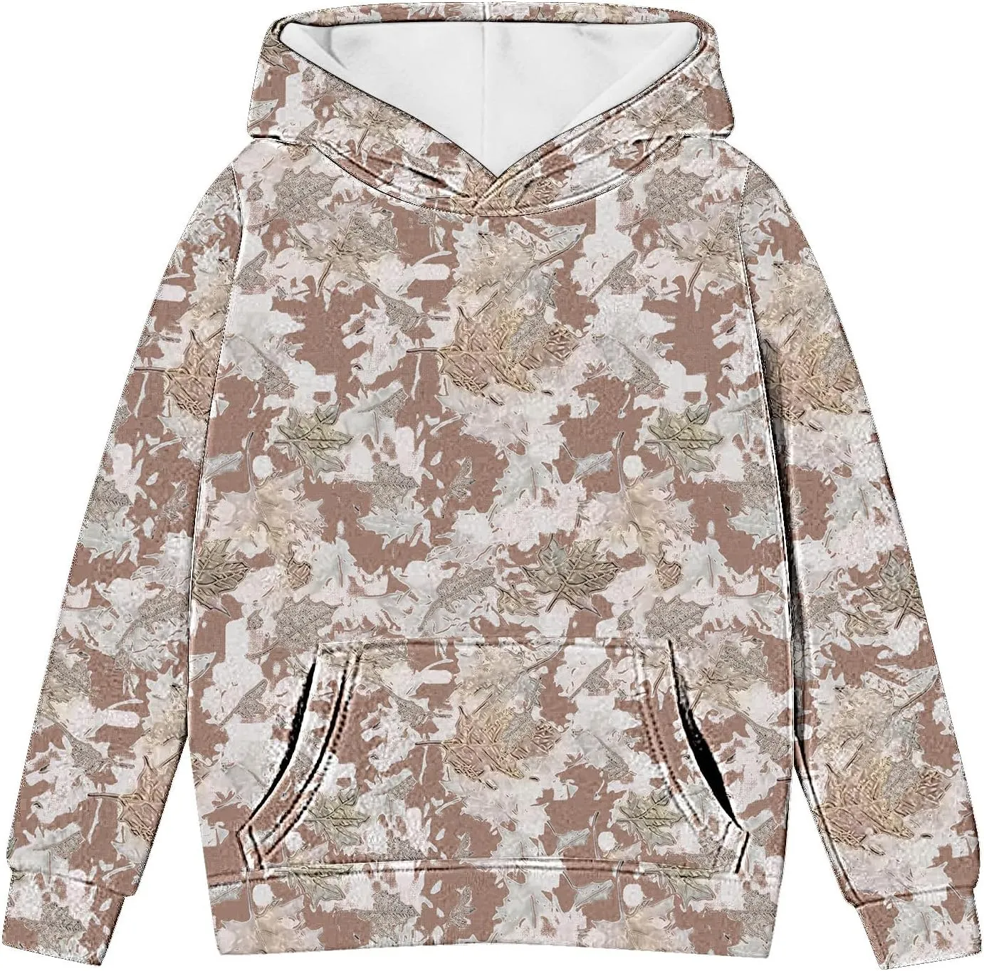 Children's Hoodies Camo Oversized Sweatshirt Maple Leaf Print Pullover Trendy Cute Long Sleeve Tops with Pockets