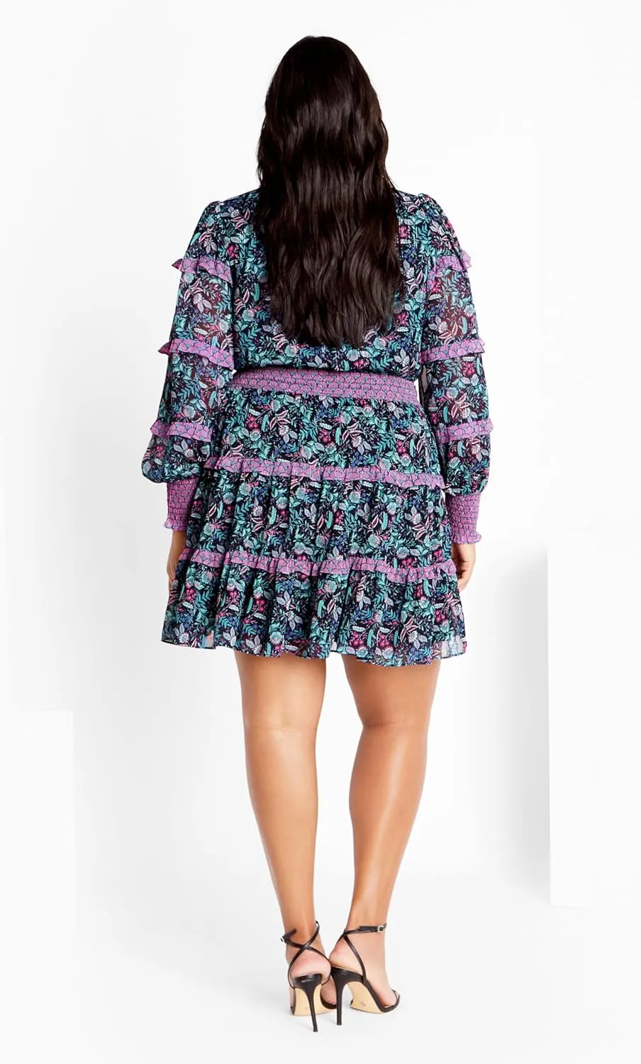 City Chic Plus Size Hollie Print MINI Dress in Peaceful Paisley