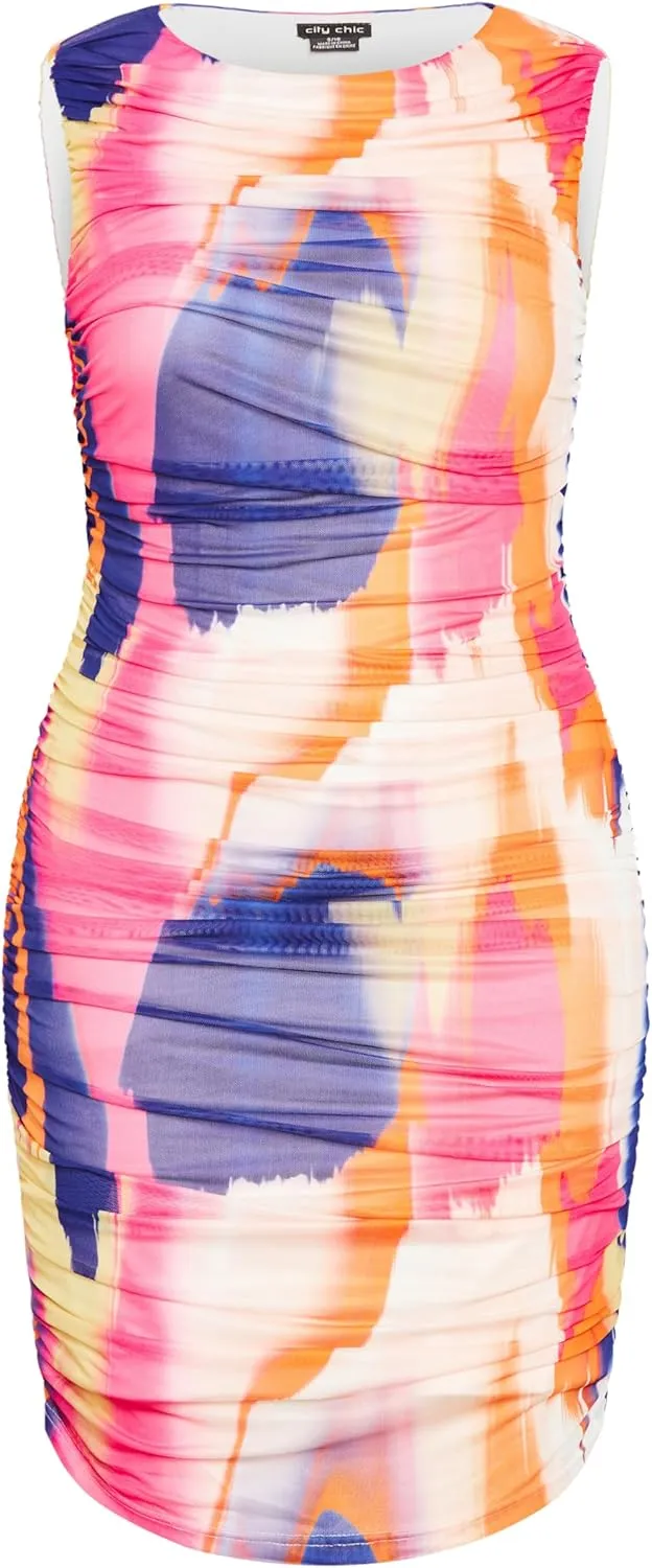 City Chic Women's Plus Size Dress-Halo Print