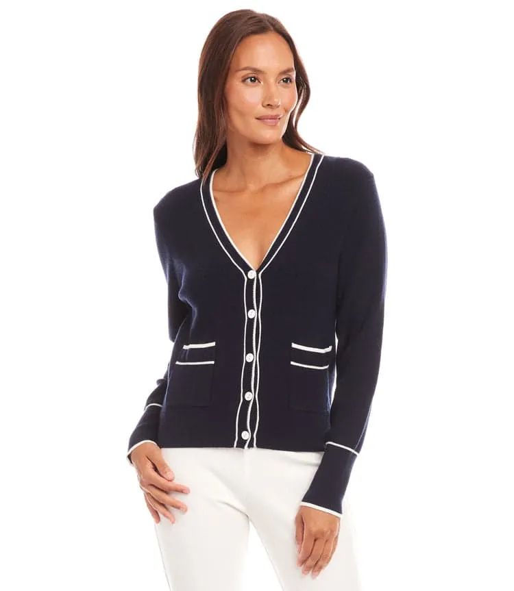Contrast Trim Cardigan