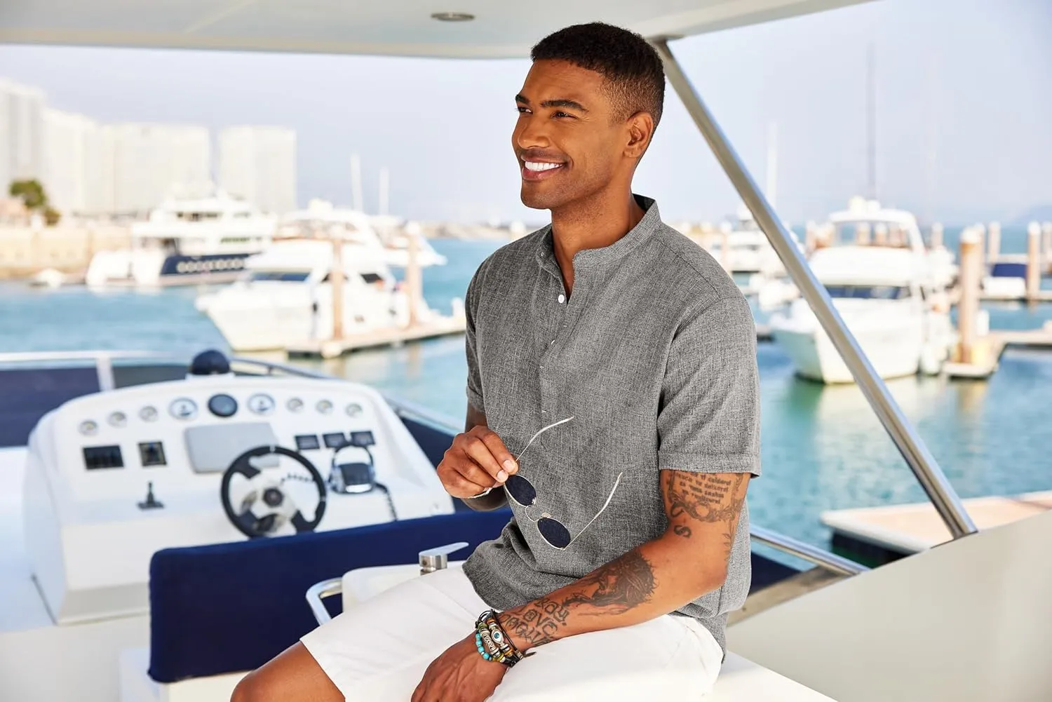 COOFANDY Men's Linen Henley Shirt Short Sleeve Casual Summer Beach Hippie T Shirts