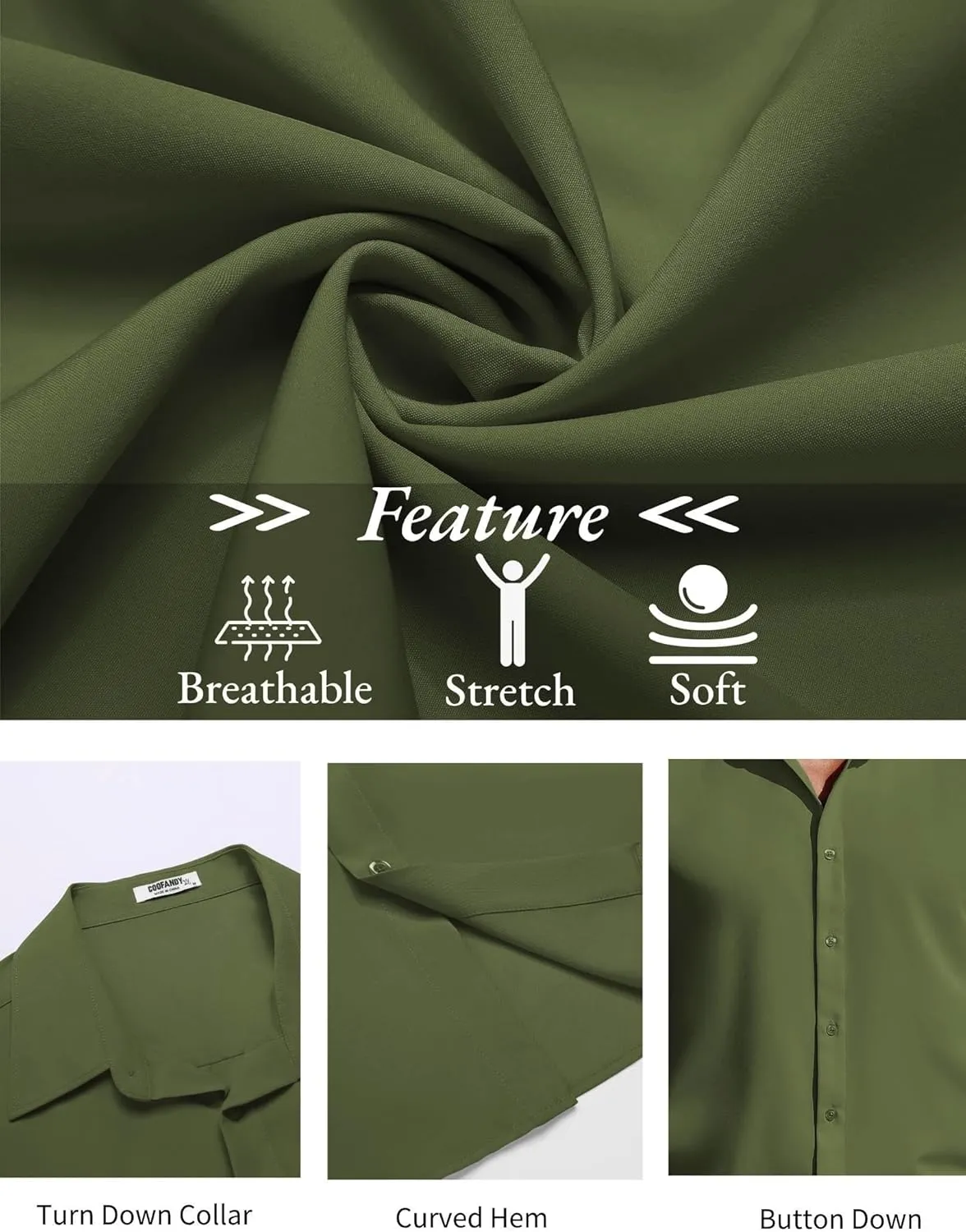 COOFANDY Mens Short Sleeve Button Down Shirts Casual Summer Shirt Untucked Dress Shirts