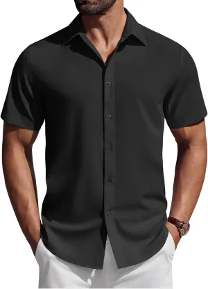COOFANDY Mens Short Sleeve Button Down Shirts Casual Summer Shirt Untucked Dress Shirts