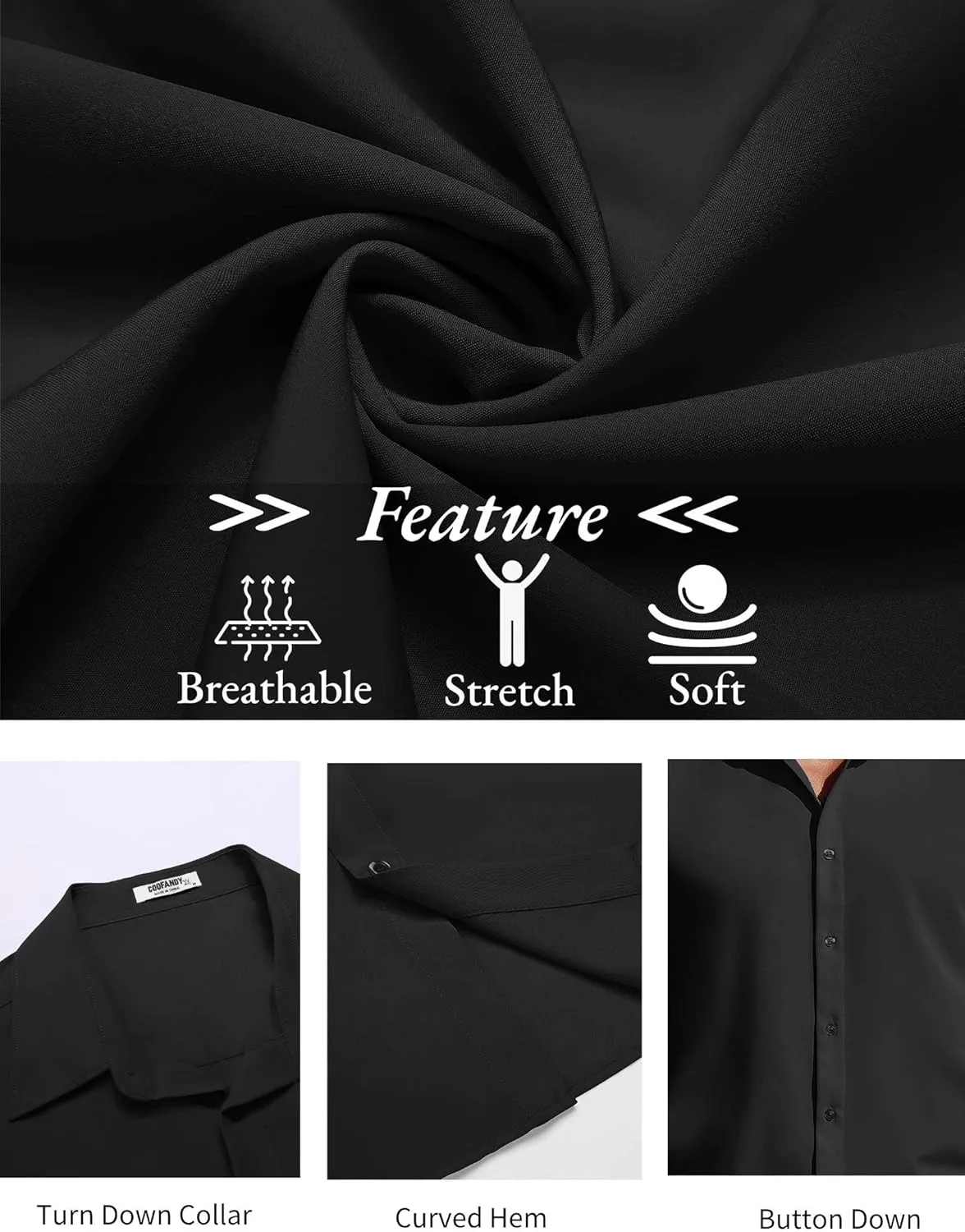 COOFANDY Mens Short Sleeve Button Down Shirts Casual Summer Shirt Untucked Dress Shirts