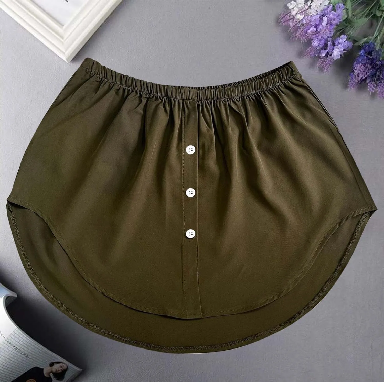Cotton Bottom Skirt Extender for Layering Half Shirts Removable Layering Half Length Underskirt with Buttons