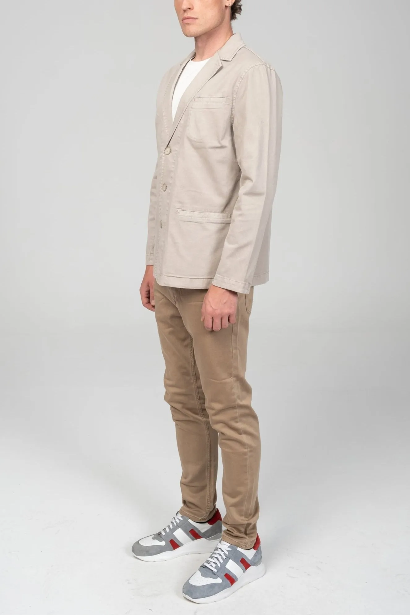 Cotton Sleek Pockets Blazer - Stone