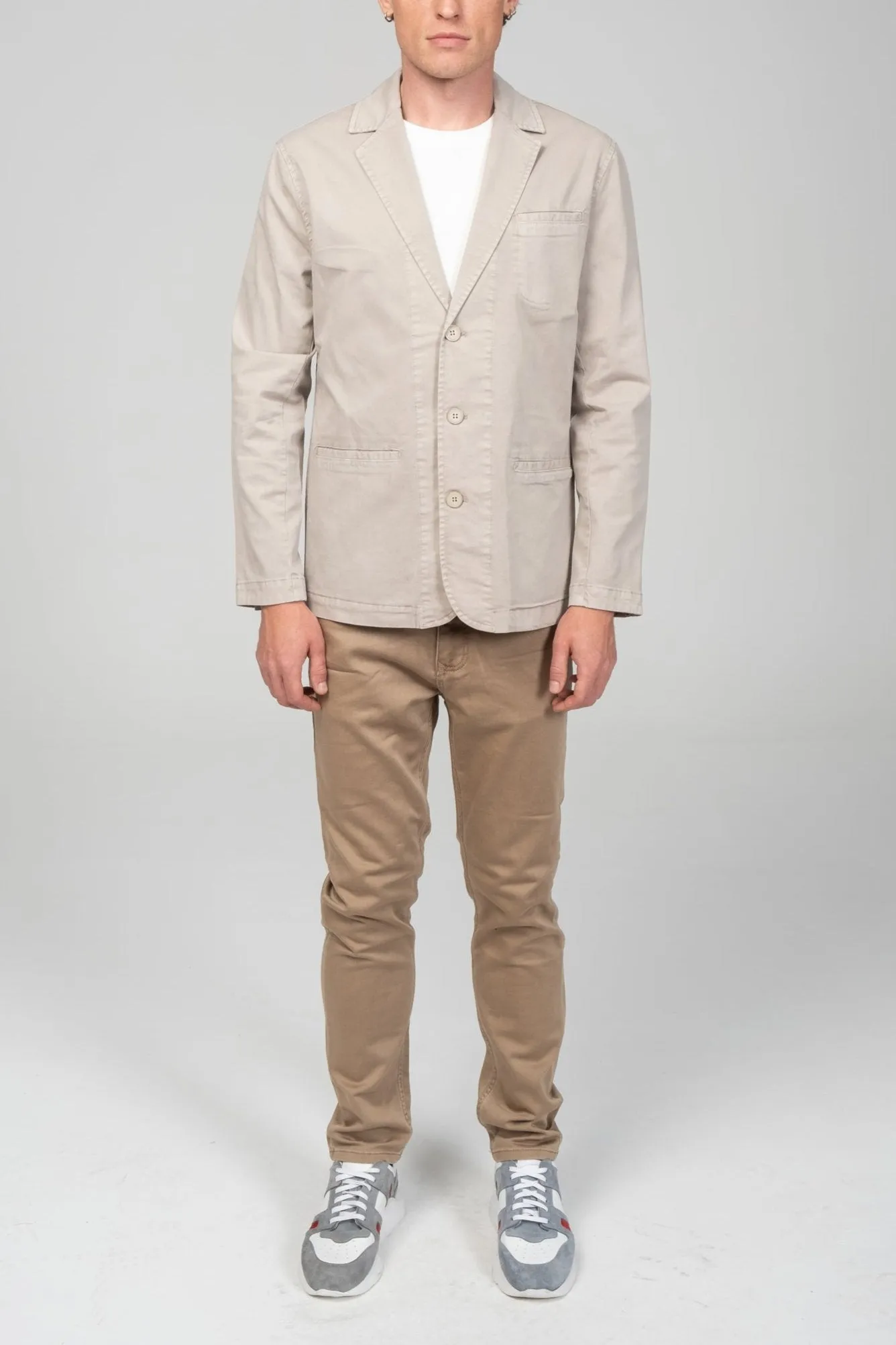 Cotton Sleek Pockets Blazer - Stone