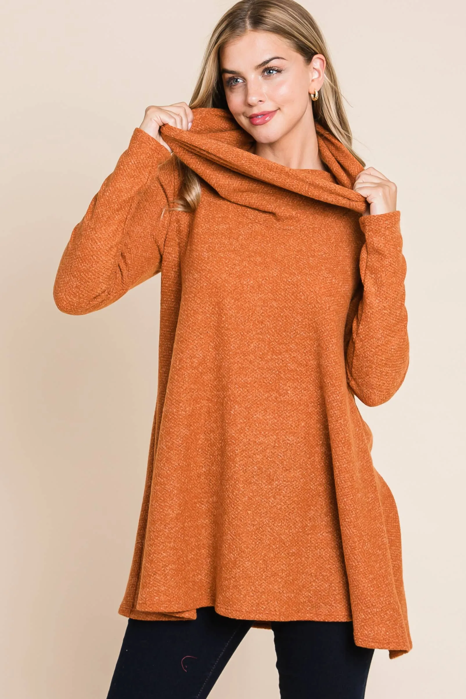 COWL NECK KNIT TUNIC