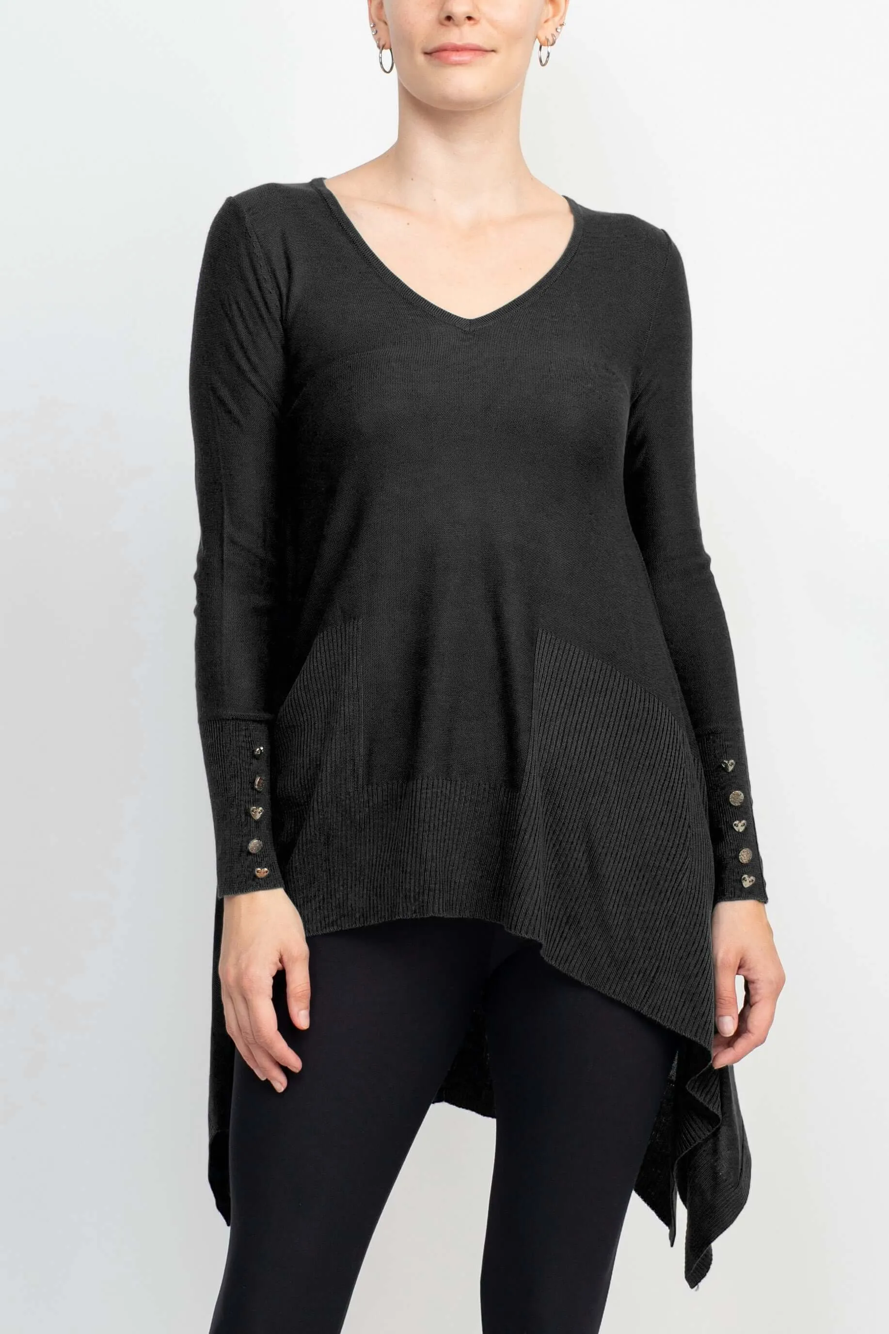 Cupio Boat Neck Long Sleeve High Low Hem Knit Top