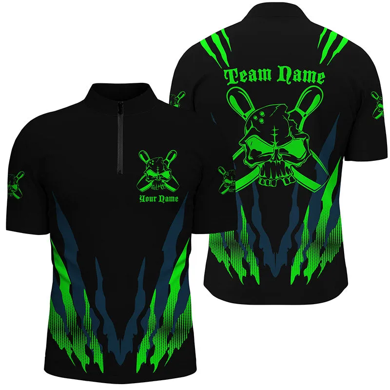 Custom Bowling Shirts For Men And Women, Skull Bowling Team Shirts Bowling Pin, Personalized Bowling Jersey Shirt