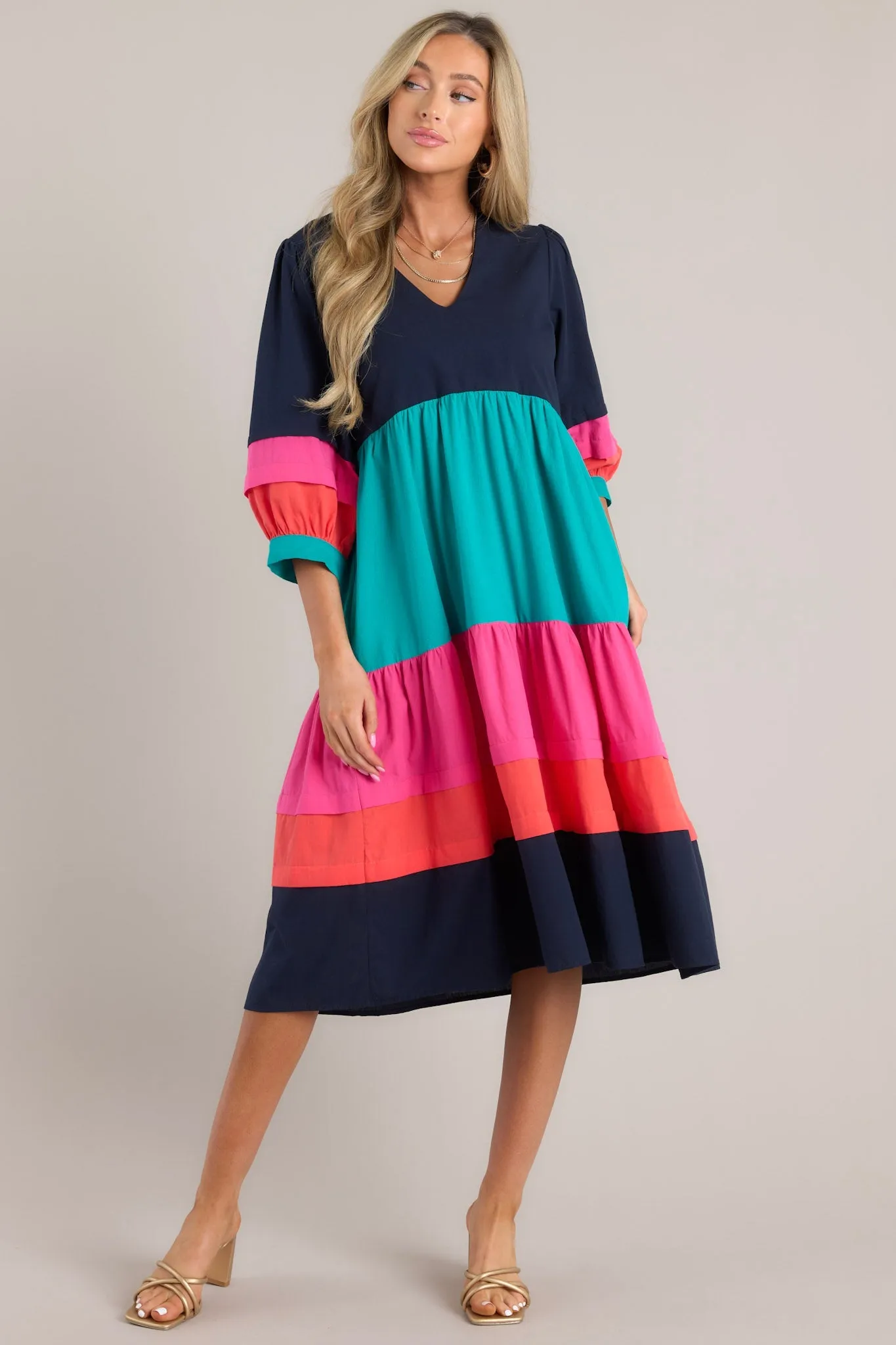 Destined To Impress Navy Multi Midi Dress